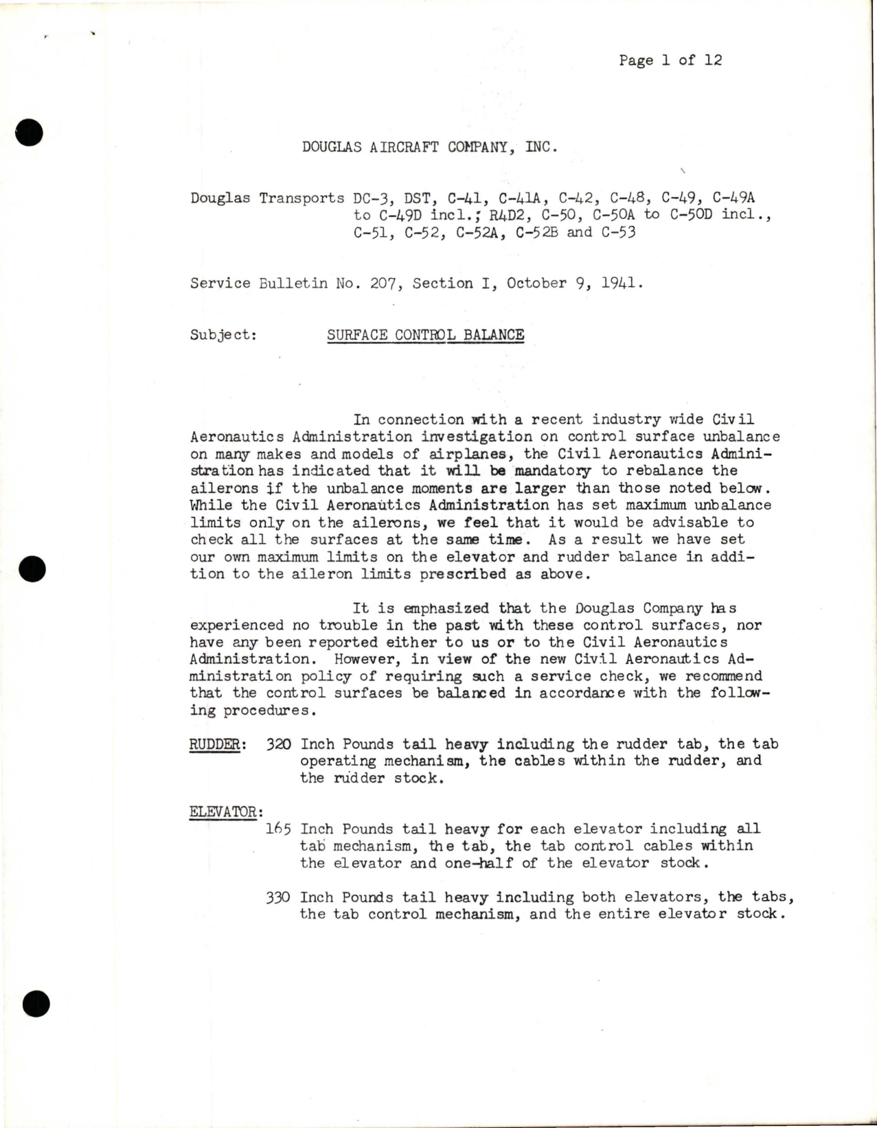 Sample page 1 from AirCorps Library document: Surface Control Balance