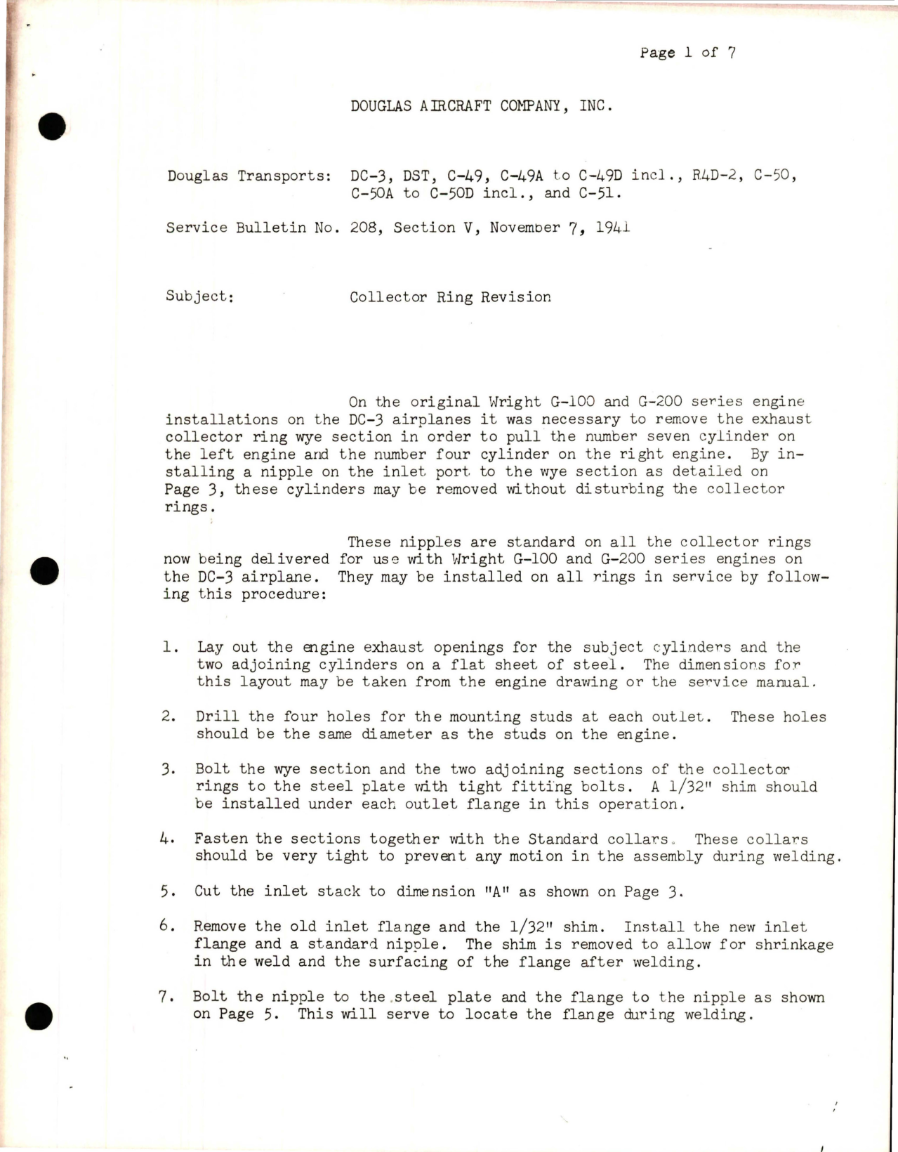 Sample page 1 from AirCorps Library document: Collector Ring Revision