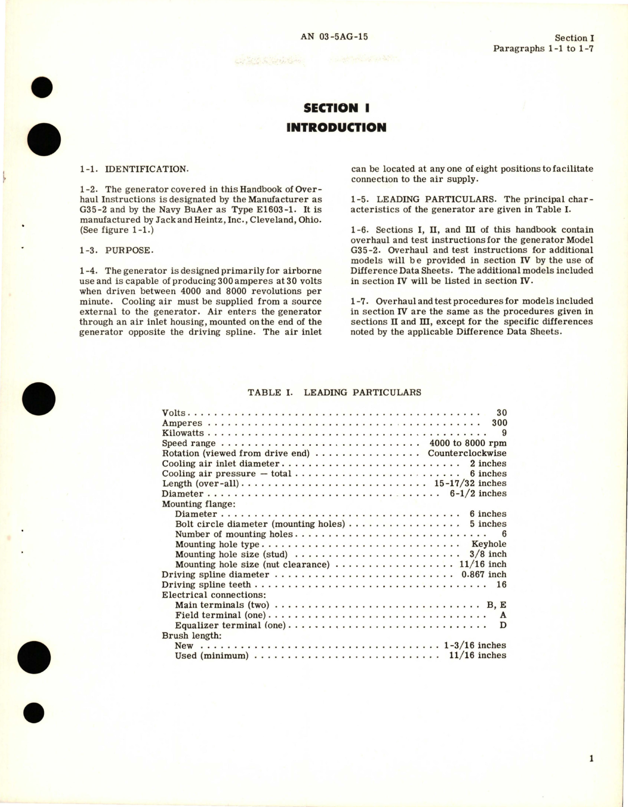 Sample page 5 from AirCorps Library document: Overhaul Instructions for Generator - Model G35-2 