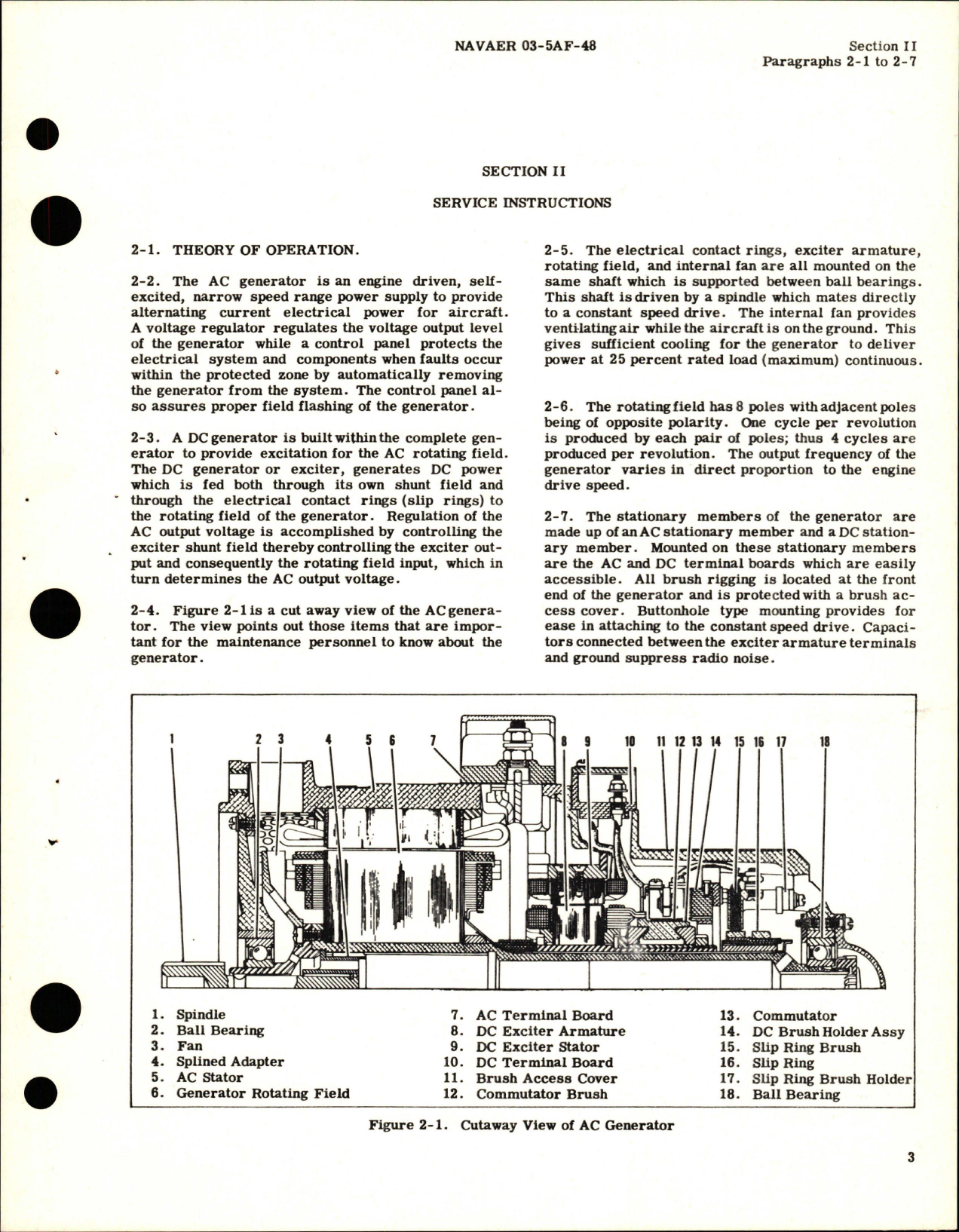 Sample page 7 from AirCorps Library document: Operation, Service and Overhaul Instructions for AC Generator - Parts 903J820-1 and A50J207-2 