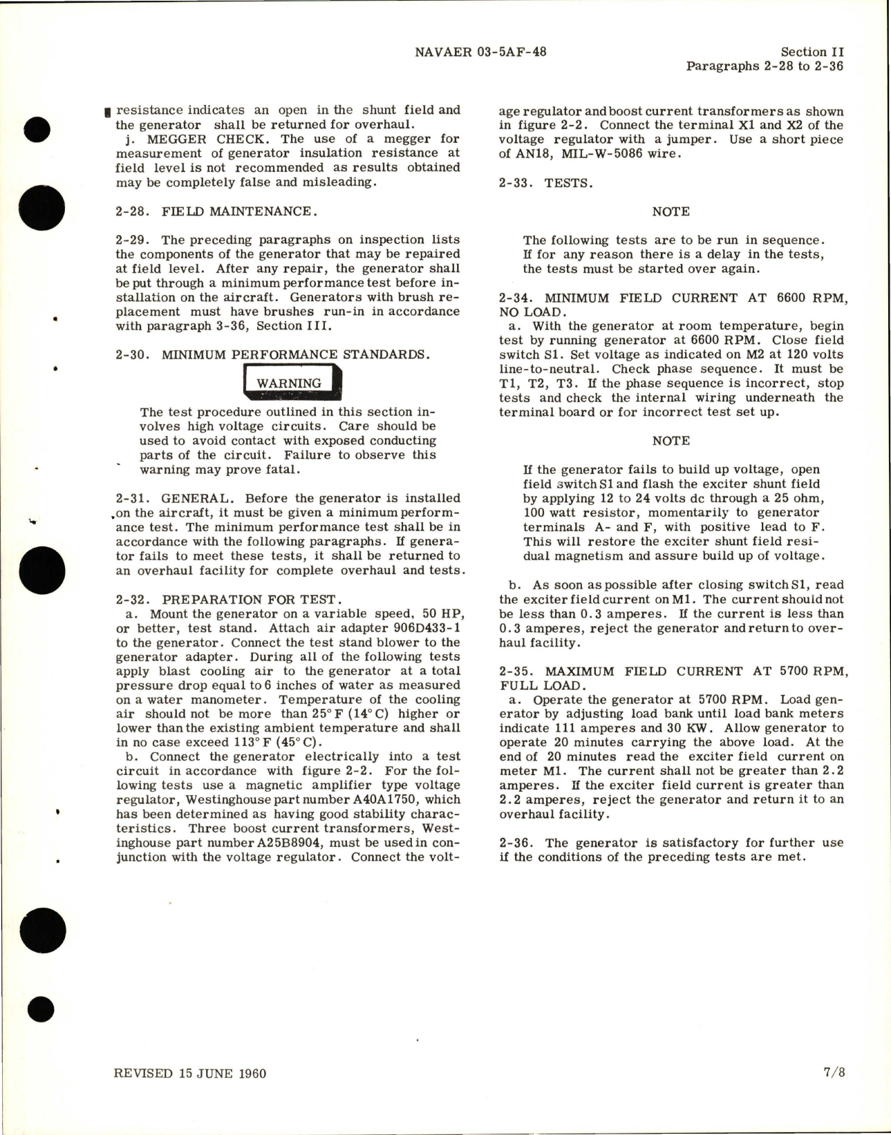 Sample page 7 from AirCorps Library document: Operation, Service and Overhaul Instructions for AC Generator - Parts 903J820-1 and A50J207-2 