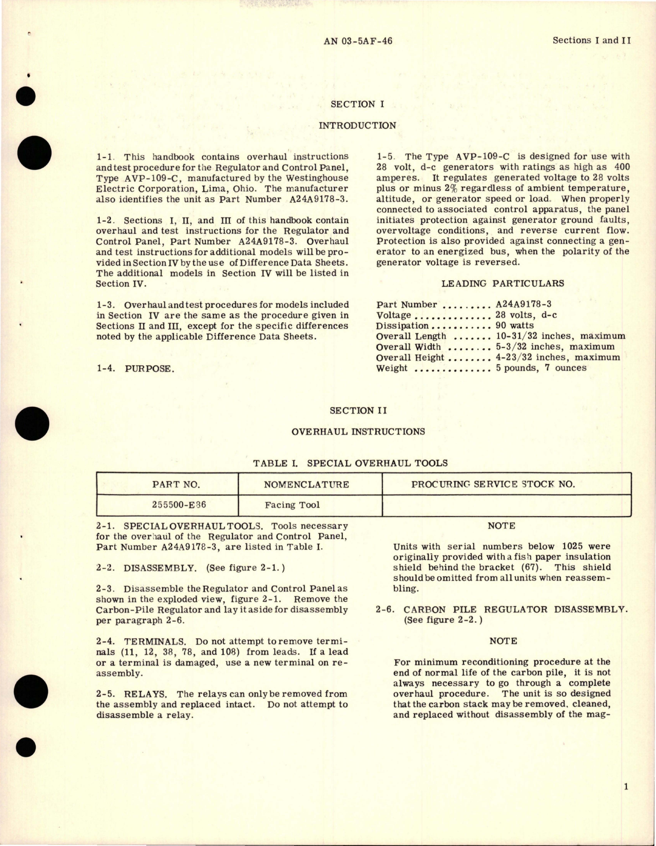 Sample page 5 from AirCorps Library document: Overhaul Instructions for Regulator and Control Panel - Type AVP-109-C 