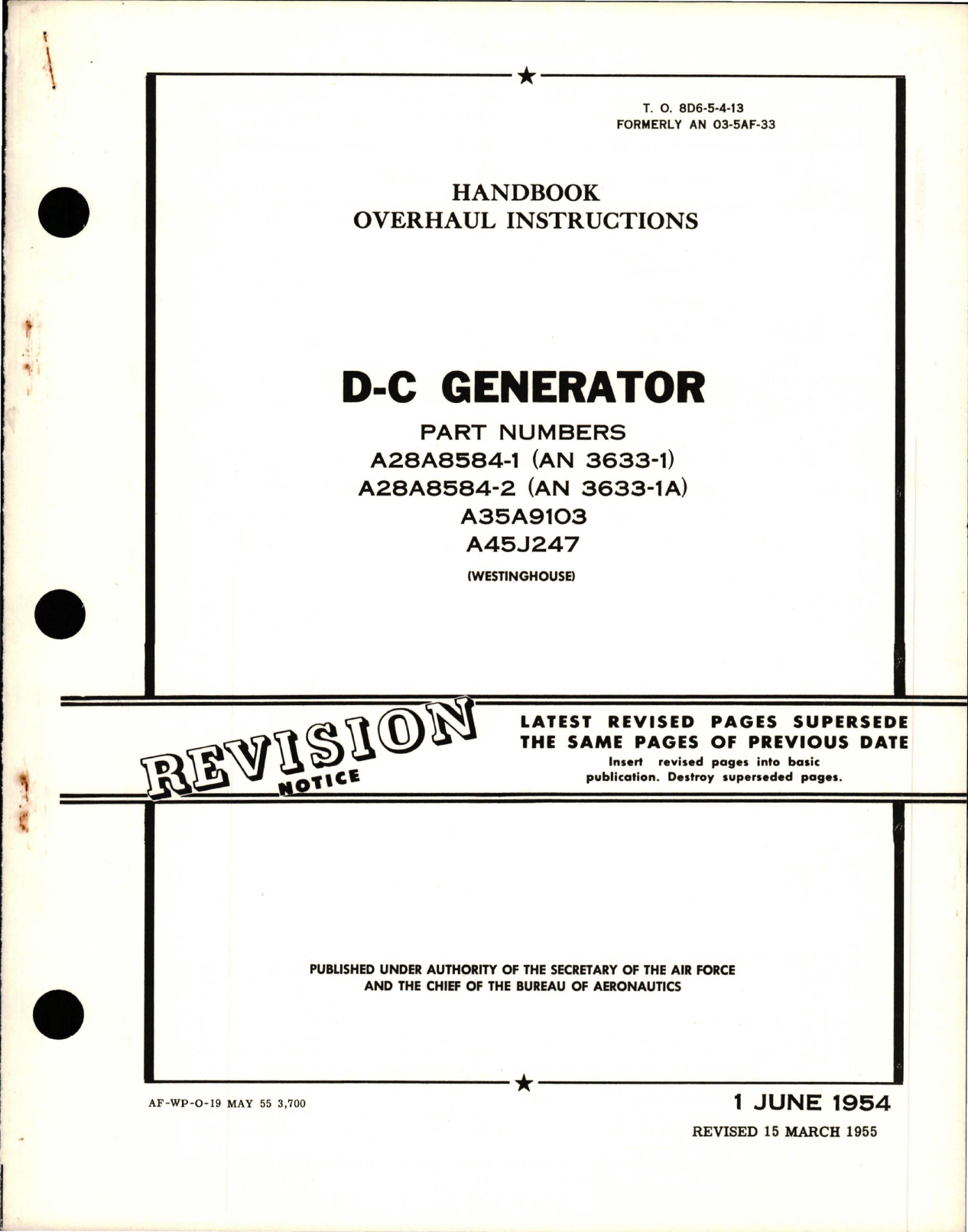 Sample page 1 from AirCorps Library document: Overhaul Instructions for DC Generator