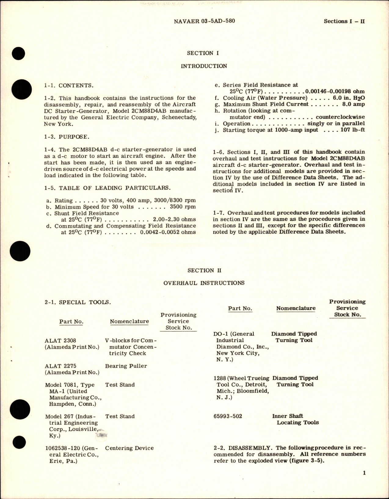 Sample page 5 from AirCorps Library document: Overhaul Instructions for Aircraft DC Starter Generator - Models 2CM88D4AB and 2CM88D4E 