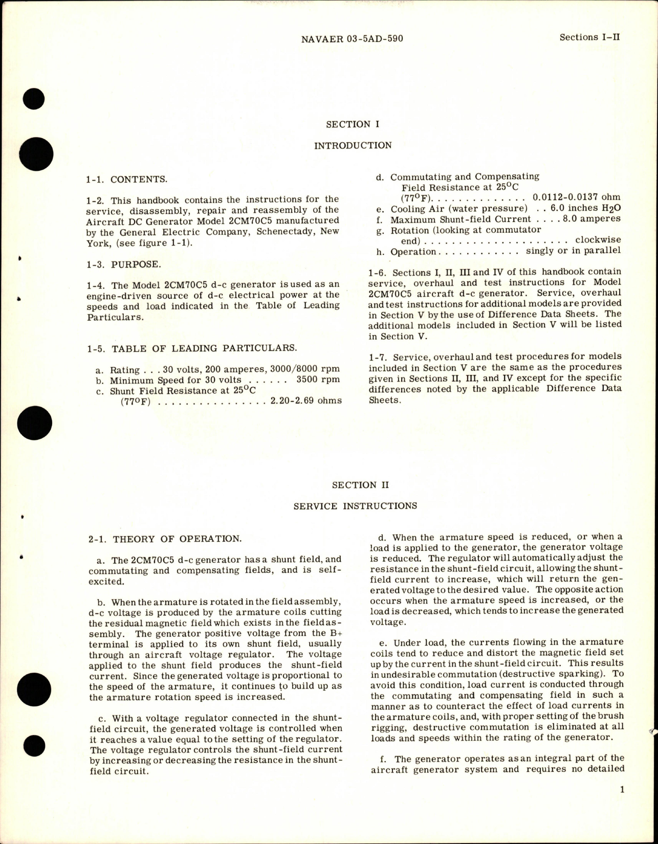 Sample page 5 from AirCorps Library document: Overhaul and Service Instructions for Aircraft DC Generator - Models 2CM70C5 and 2CM70D2 
