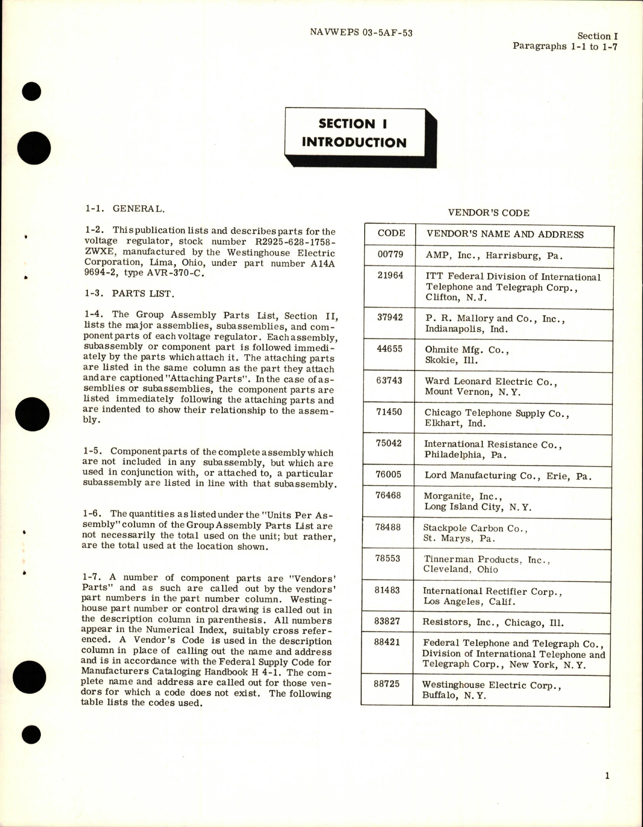 Sample page 5 from AirCorps Library document: Illustrated Parts Breakdown for A-C Voltage Regulator - Part A14A9694-2