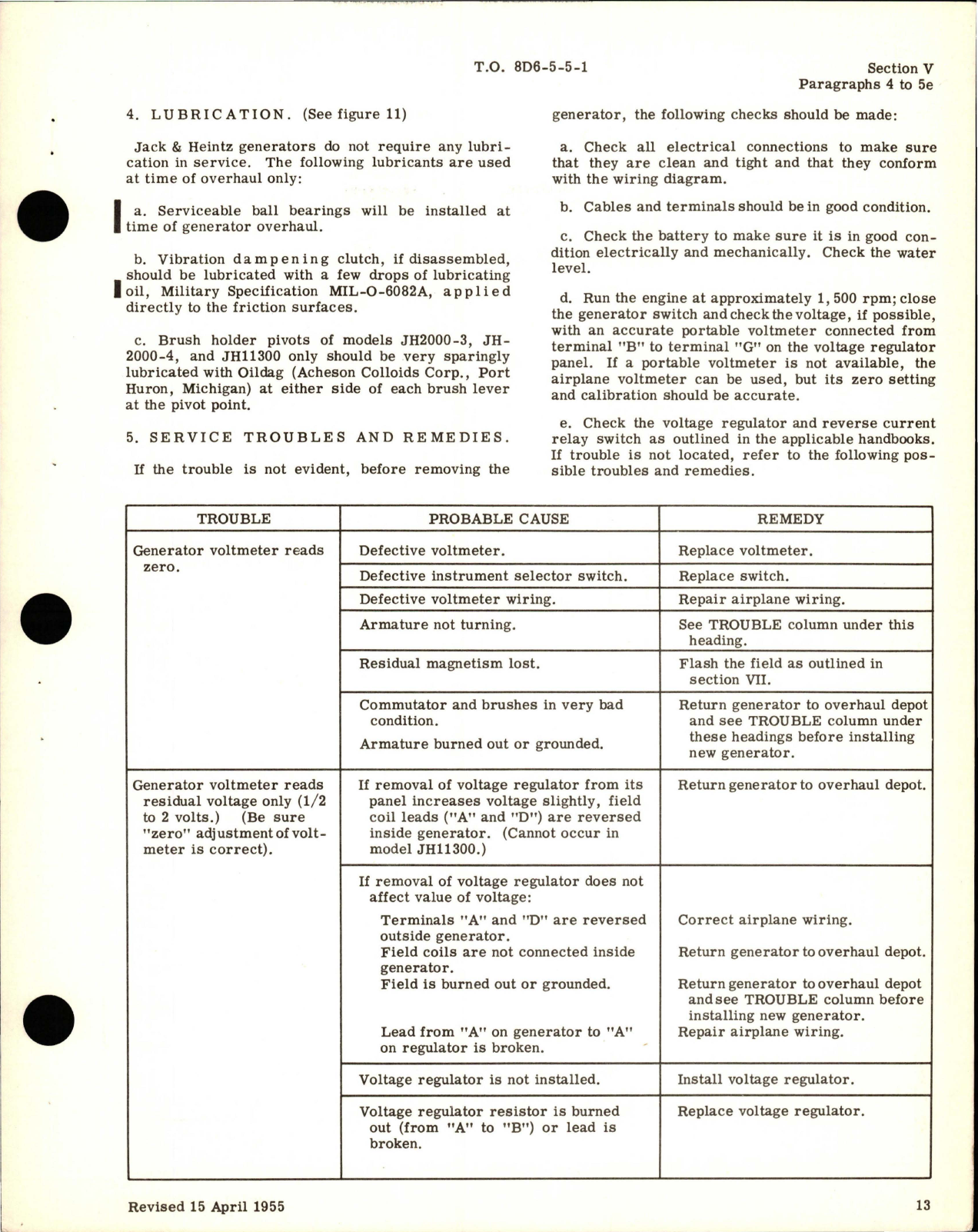 Sample page 5 from AirCorps Library document: Operation, Service, Overhaul Instructions with Parts Catalog for Generators, Types R-1 and R-2
