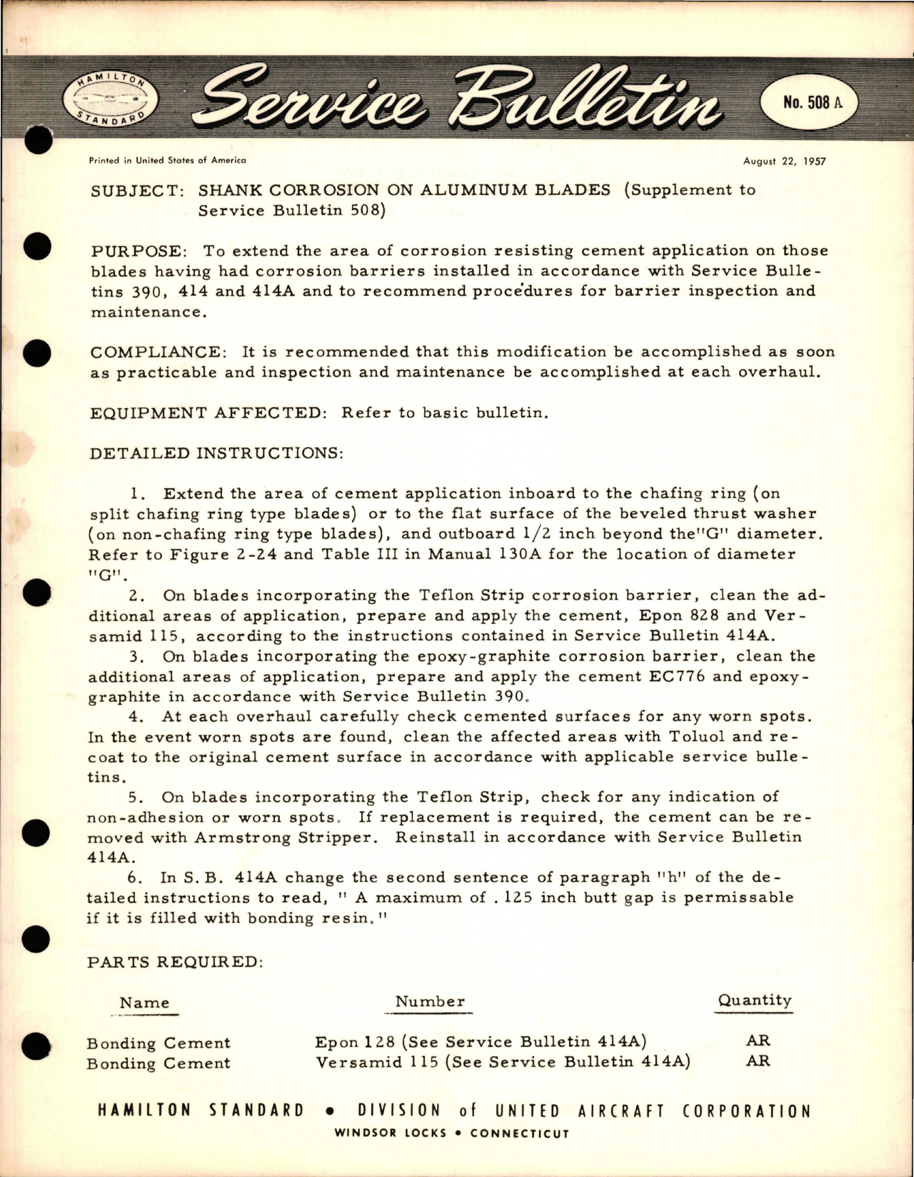 Sample page 1 from AirCorps Library document: Shank Corrosion on Aluminum Blades (Supplement to 508)