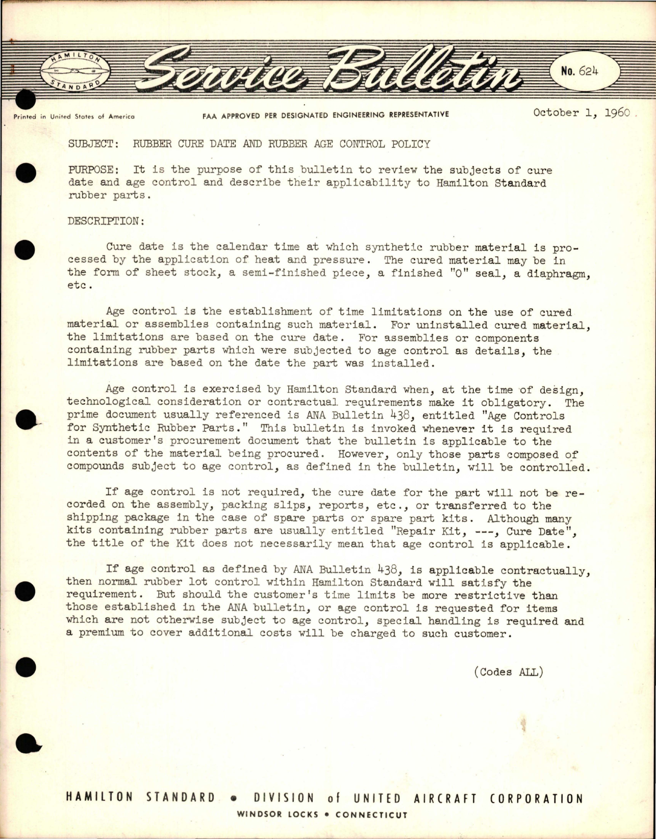 Sample page 1 from AirCorps Library document: Rubber Cure Date and Rubber Age Control Policy