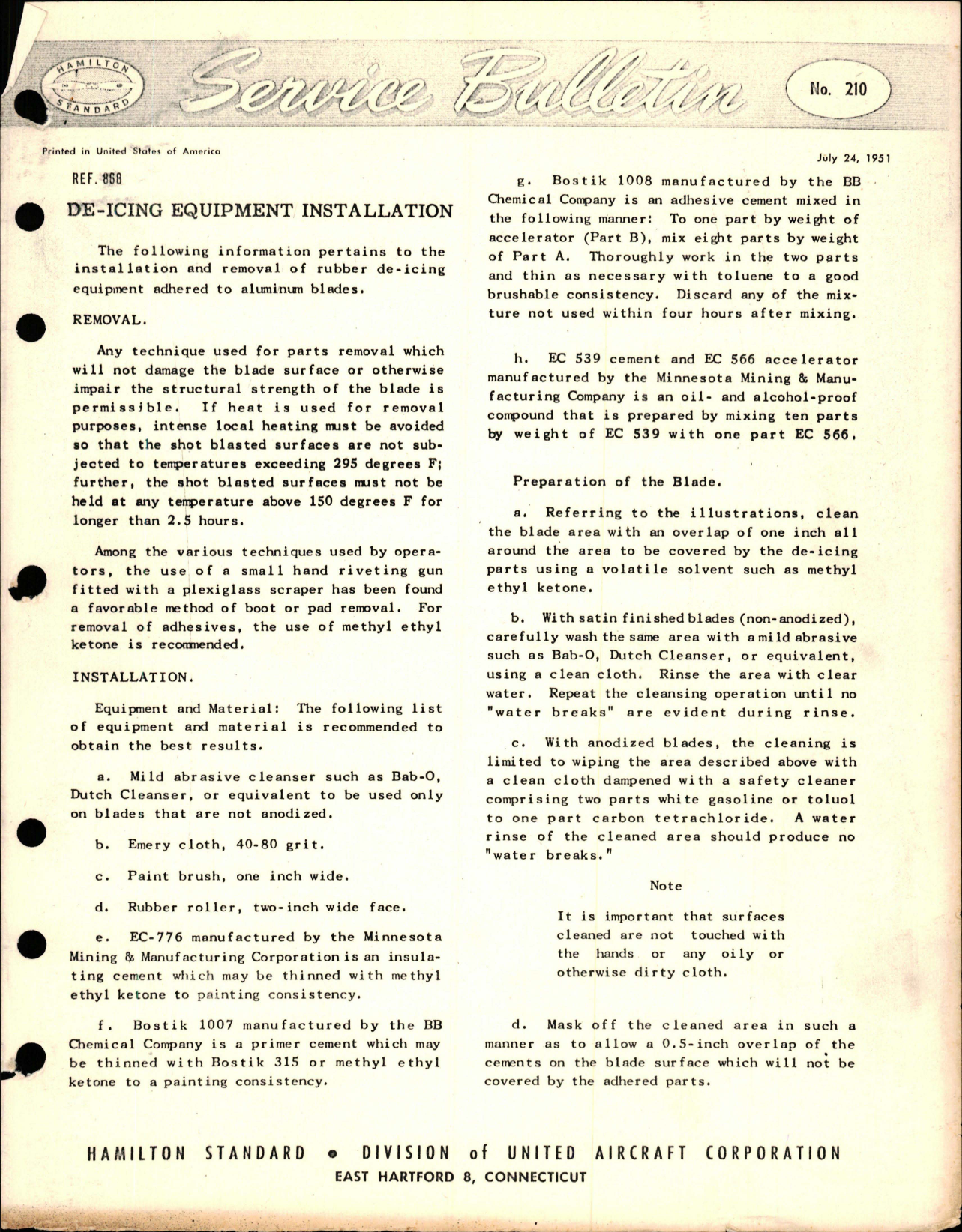 Sample page 1 from AirCorps Library document: De-Icing Equipment Installation