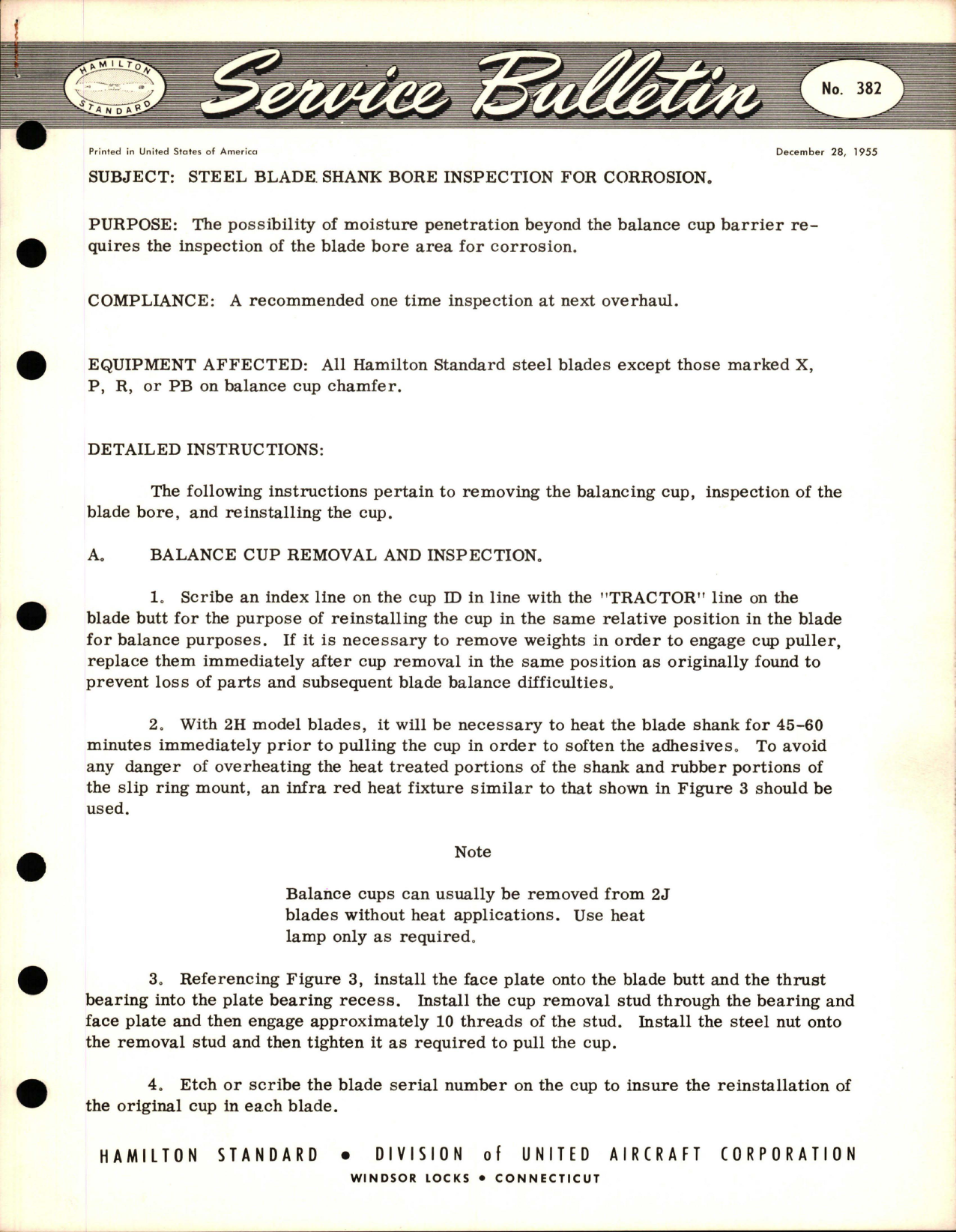 Sample page 1 from AirCorps Library document: Steel Blade Shank Bore Inspection for Corrosion