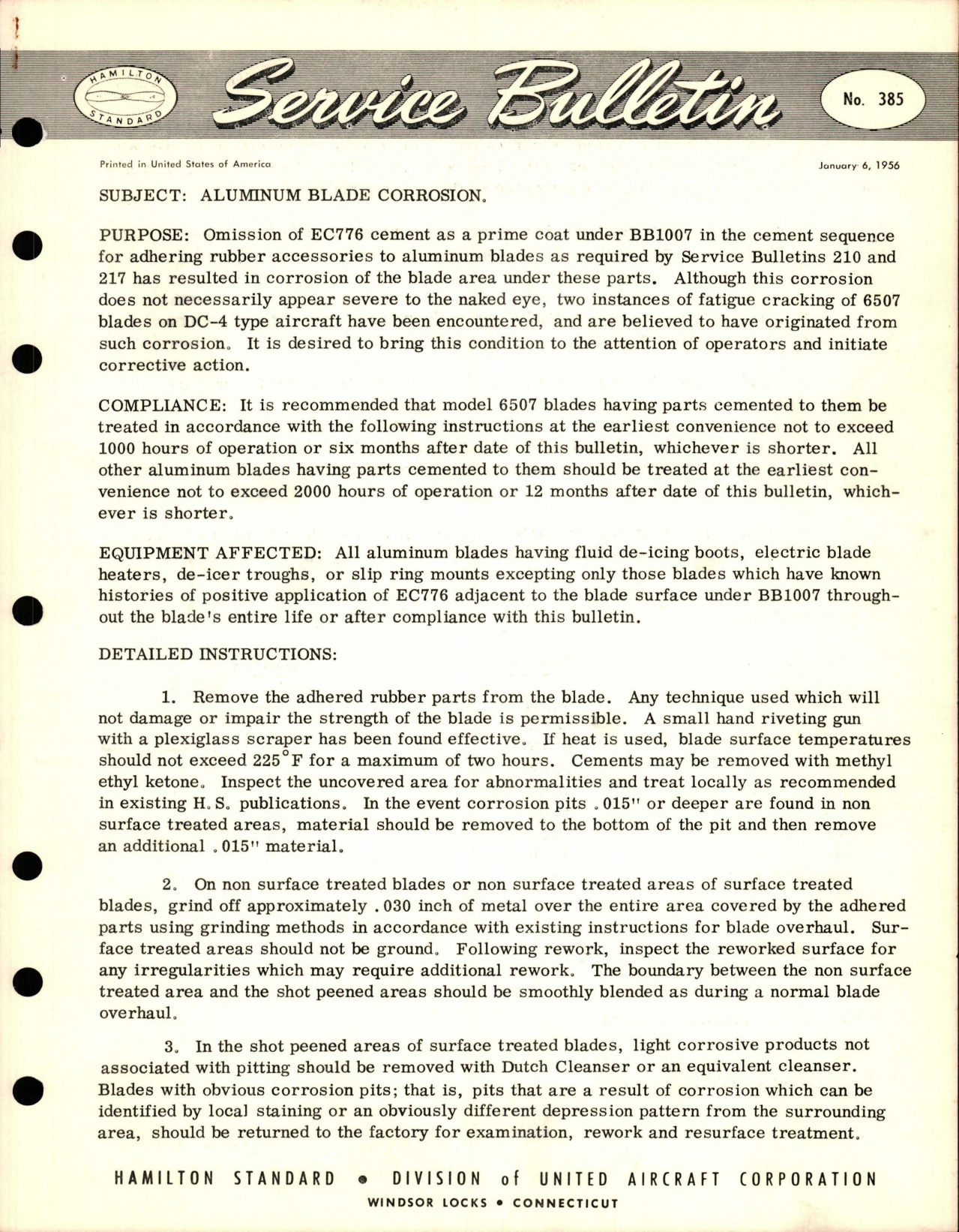 Sample page 1 from AirCorps Library document: Aluminum Blade Corrosion