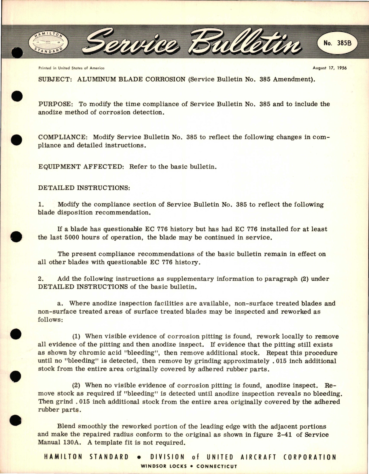 Sample page 1 from AirCorps Library document: Aluminum Blade Corrosion