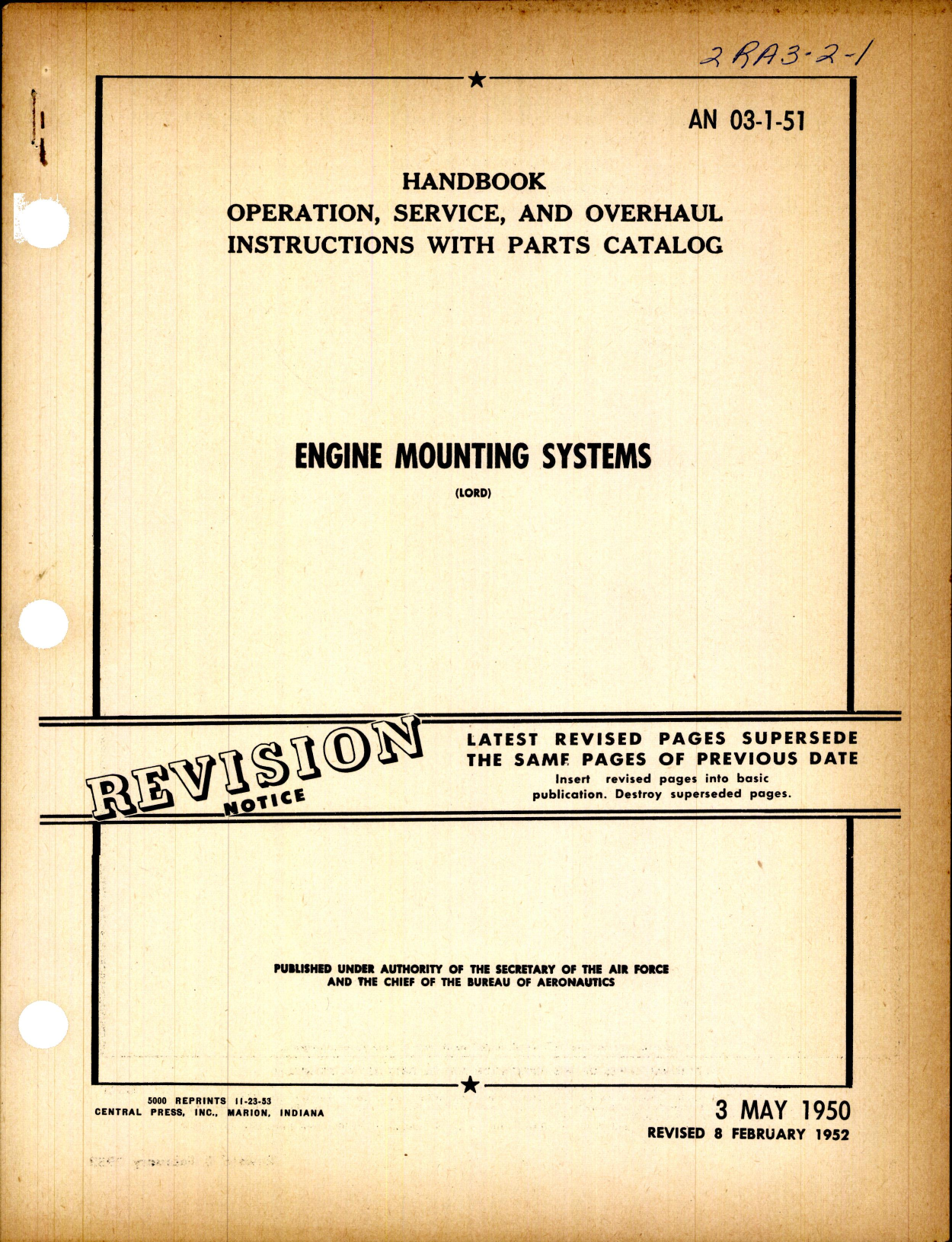 Sample page 1 from AirCorps Library document: Operation, Service, and Overhaul Instructions with Parts Catalog for Engine Mounting Systems