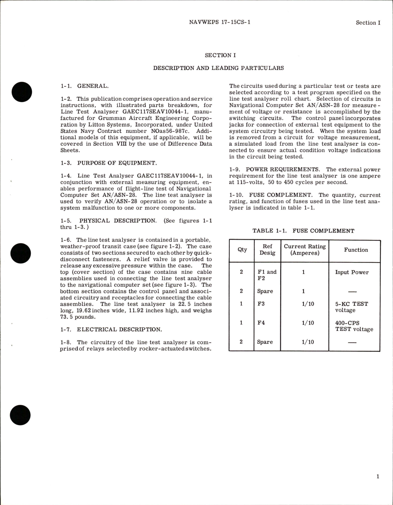 Sample page 9 from AirCorps Library document: Operation, Service and Illustrated Parts Breakdown for Line Test Analyser - GAEC117SEAV 10044-1 - Part 220554