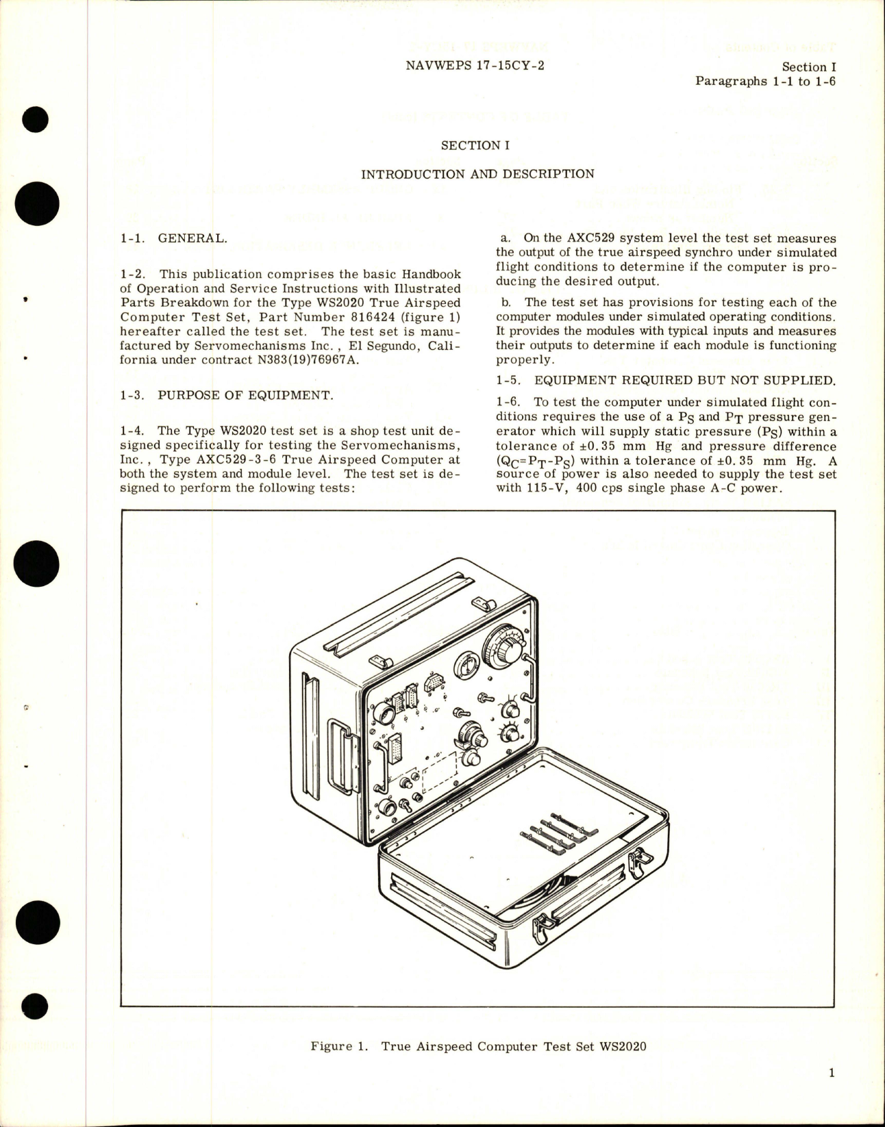 Sample page 5 from AirCorps Library document: Operation & Service Instructions with Illustrated Parts for True Airspeed Computer Test Set - Type WS2020 - Part 816424