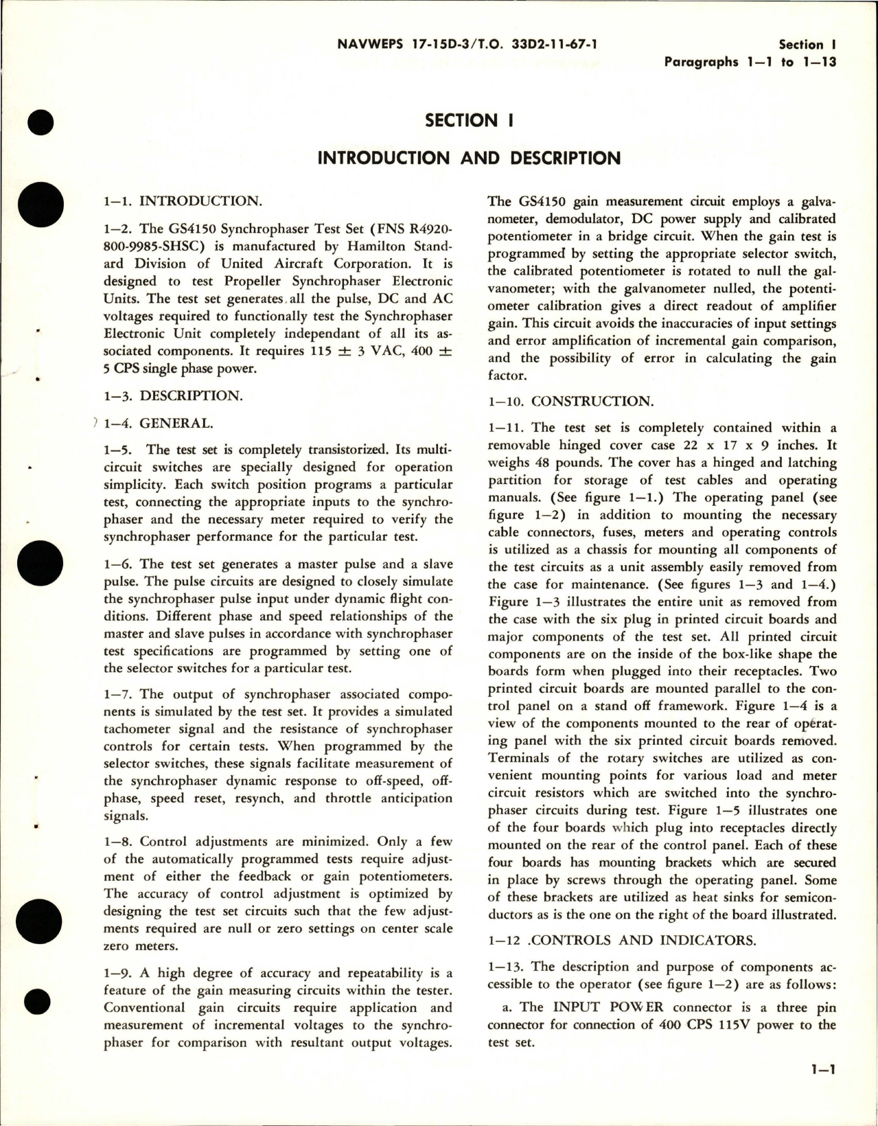 Sample page 5 from AirCorps Library document: Operation and Service Instructions with Illustrated Parts Breakdown for Synchrophaser Test Set - Part GS4150 