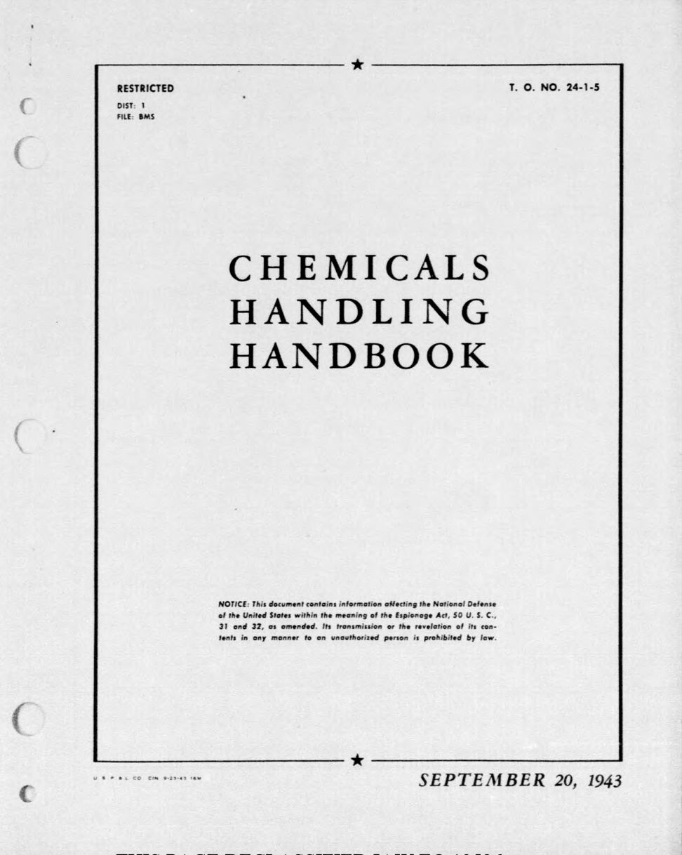 Sample page 1 from AirCorps Library document: Chemicals Handling Handbook