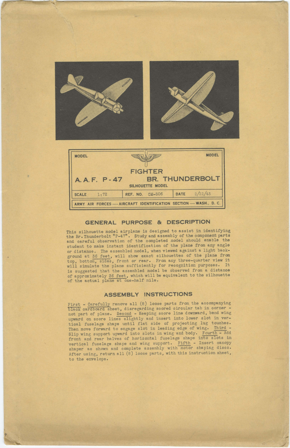 Sample page 1 from AirCorps Library document: P-47 BR Thunderbolt Silhouette Model - Identification