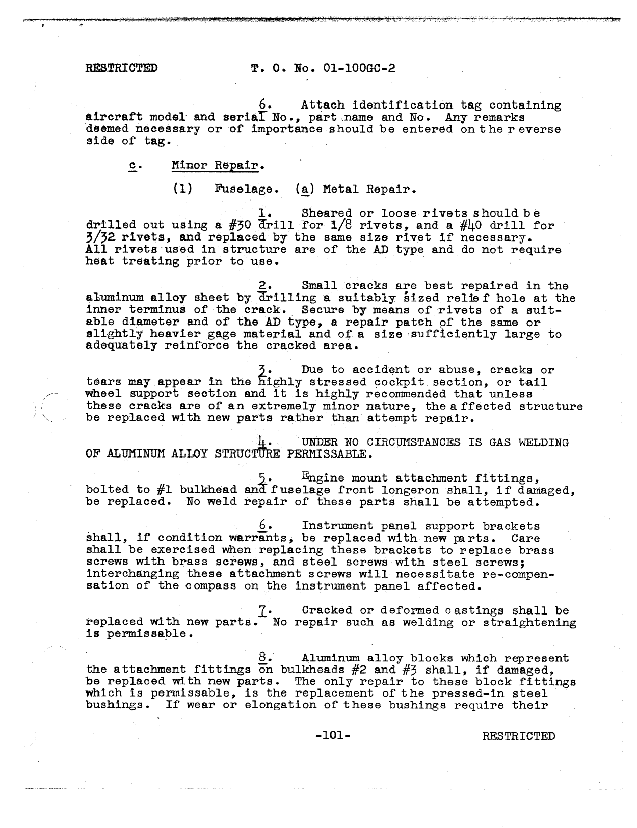 Sample page 99 from AirCorps Library document: Service Instructions - PT-21, PT-22