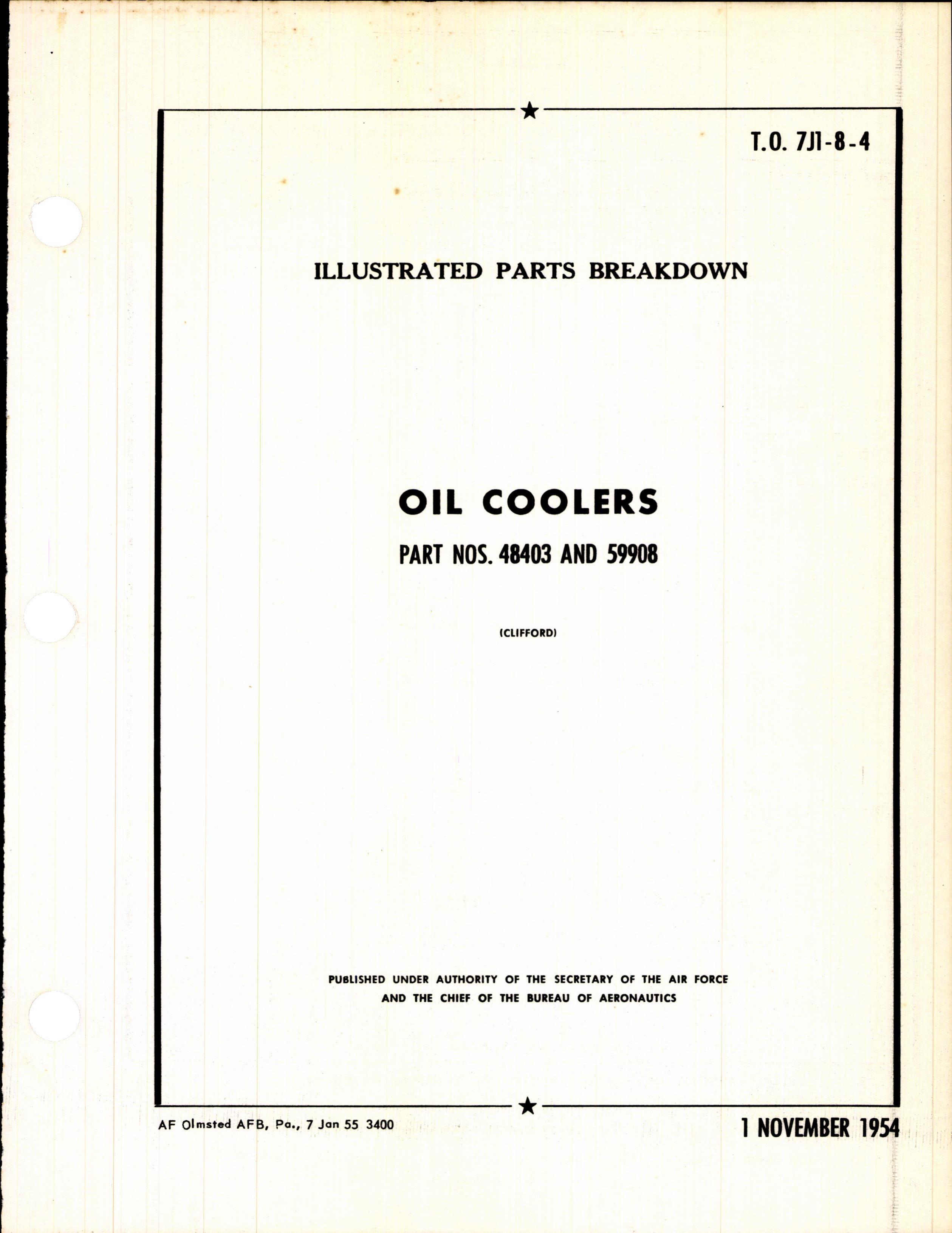 Sample page 1 from AirCorps Library document: Illustrated Parts Breakdown for Oil Coolers