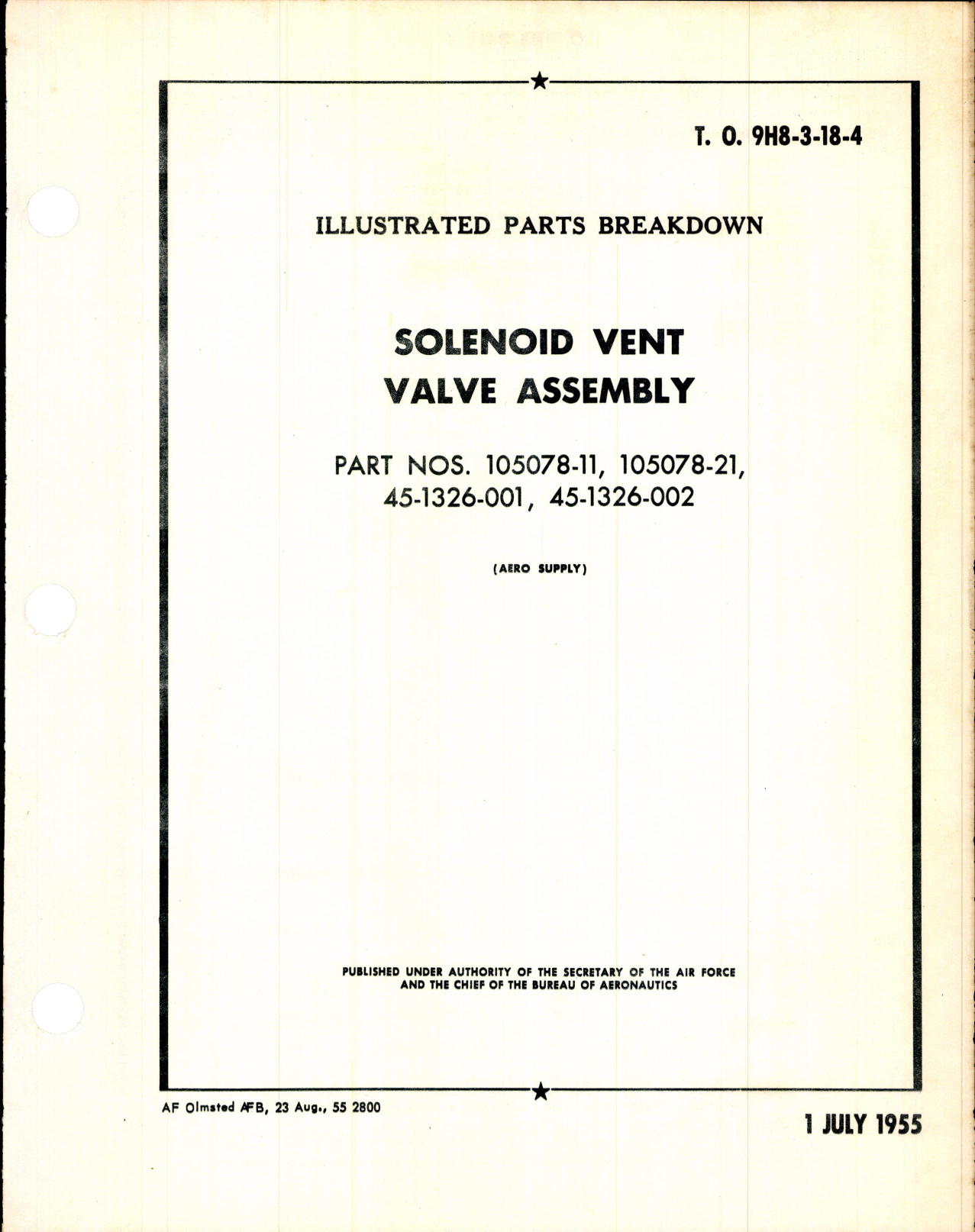 Sample page 1 from AirCorps Library document: Parts Breakdown for Solenoid Vent Valve Assembly