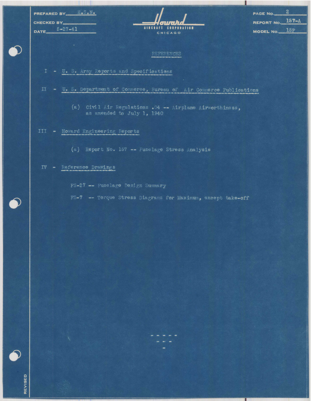 Sample page 3 from AirCorps Library document: Report 157A,Substantiation of Structure for 500 Horsepower for Take-Off, DGA-15P