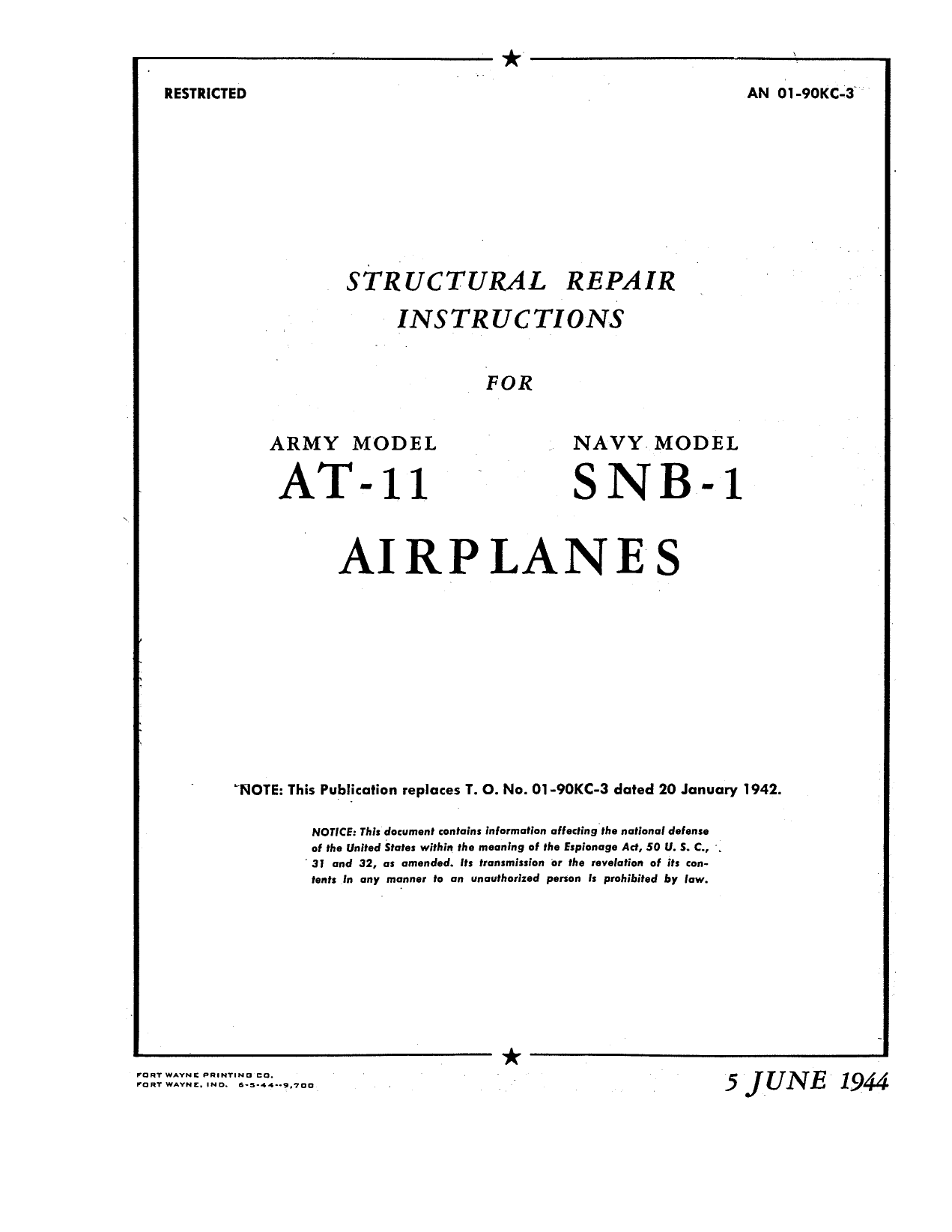 Sample page 1 from AirCorps Library document: Structural Repair Instructions - AT-11