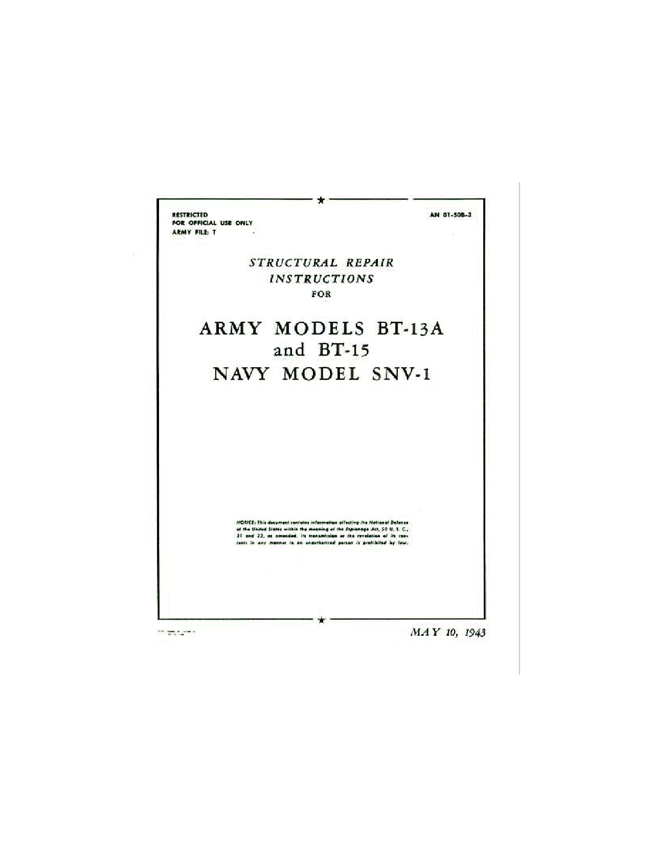 Sample page 1 from AirCorps Library document: Structural Repair Instructions - BT-13, BT-15, SNV-1