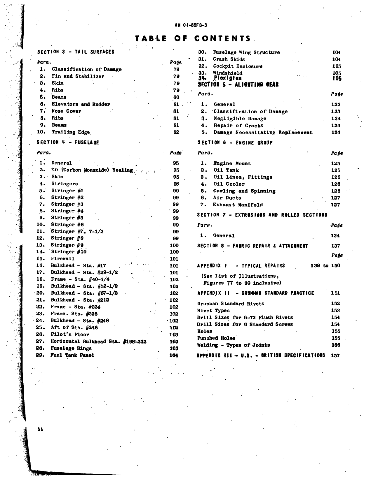 Sample page  4 from AirCorps Library document: Structural Repair - F6F-3, F6F-5