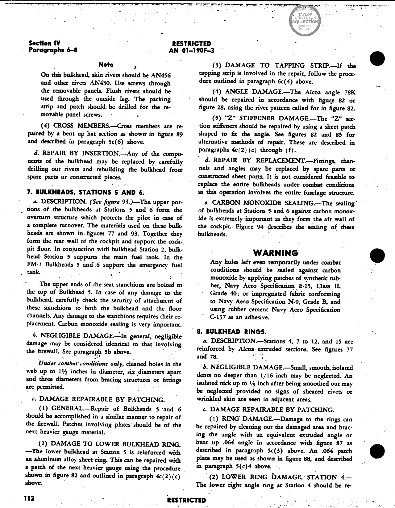 Sample page 122 from AirCorps Library document: Handbook of Instructions for Structural Repair for FM-1 and FM-2 Wildcat