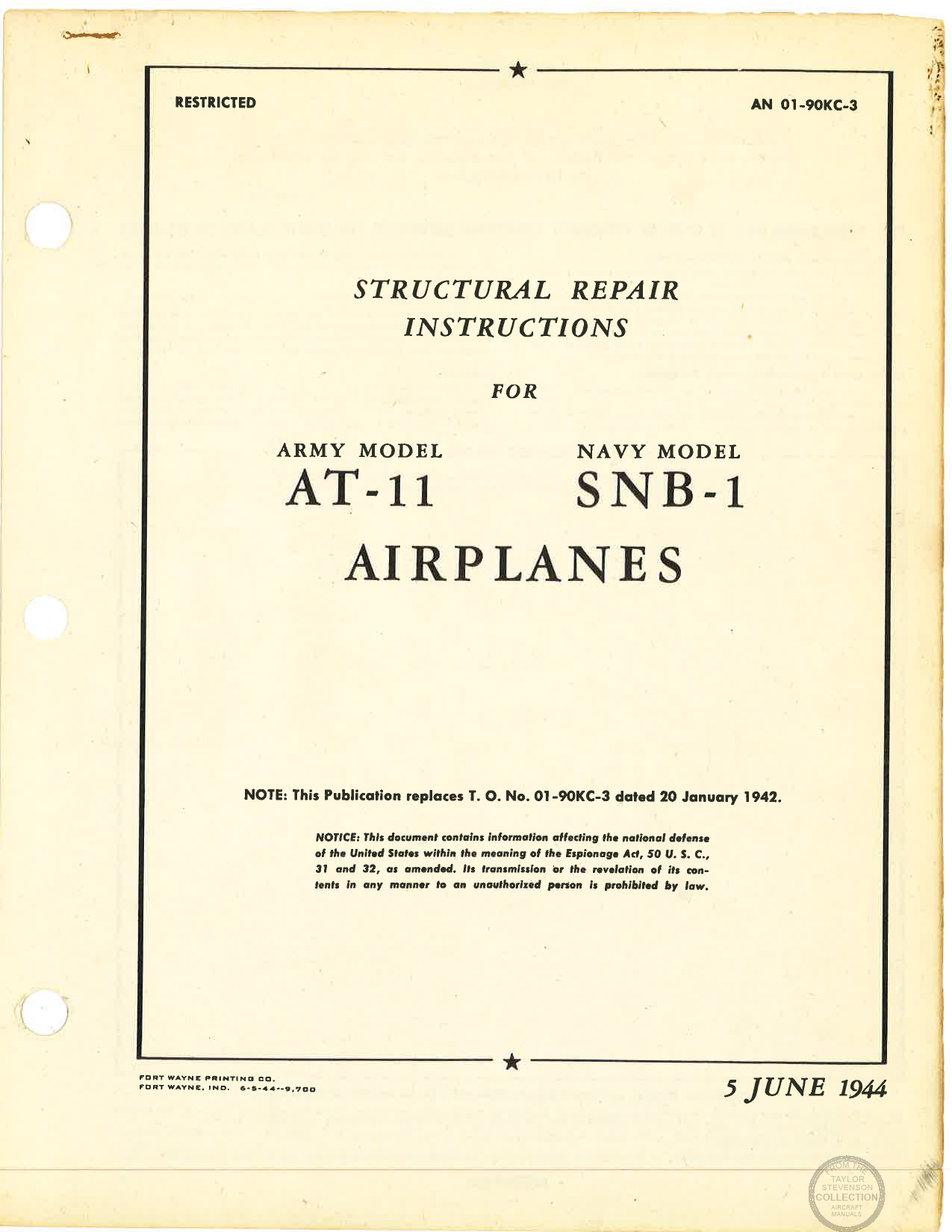 Sample page 1 from AirCorps Library document: Structural Repair Instructions - AT-11