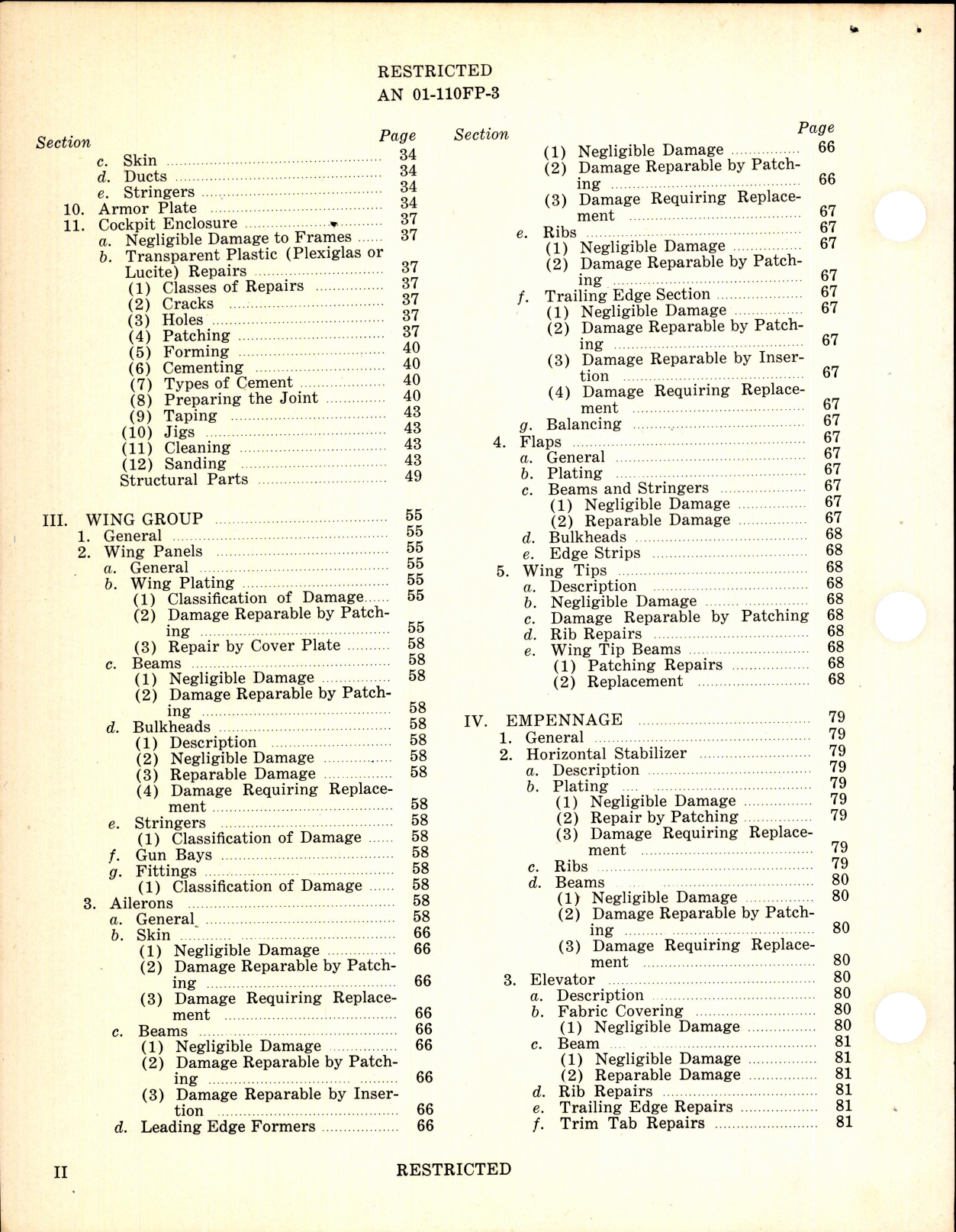 Sample page 4 from AirCorps Library document: Structural Repair Instructions for Army Model P-63A-1 Airplanes