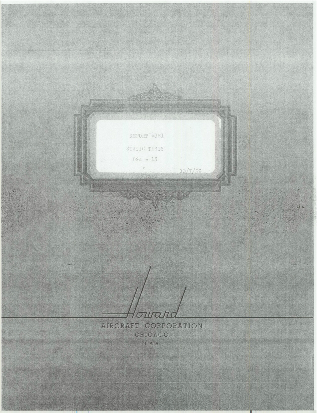 Sample page 1 from AirCorps Library document: Report 161, Static Tests, DGA-15