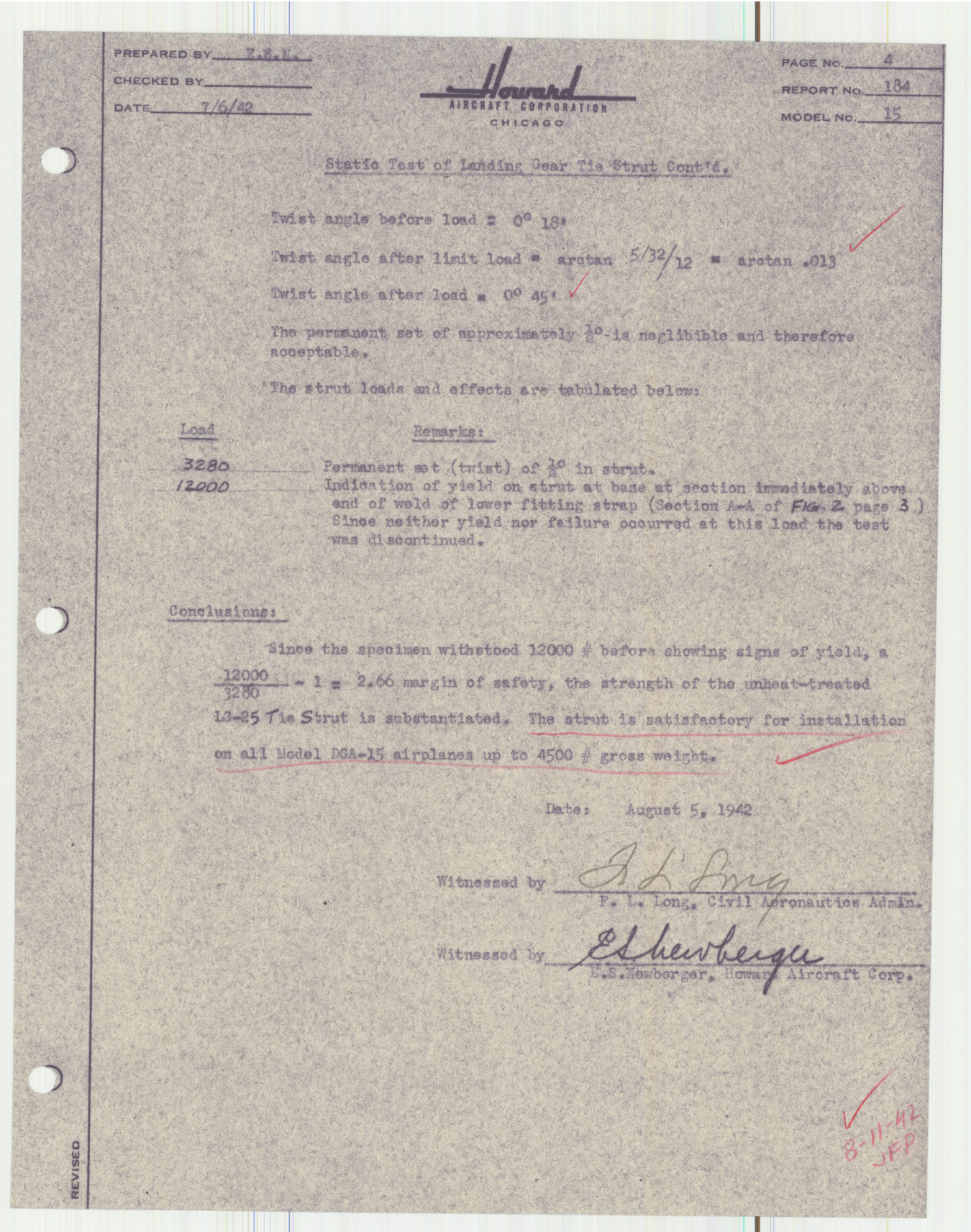 Sample page 11 from AirCorps Library document: Report 184, Static Test of Landing Gear Tie Strut, DGA-15