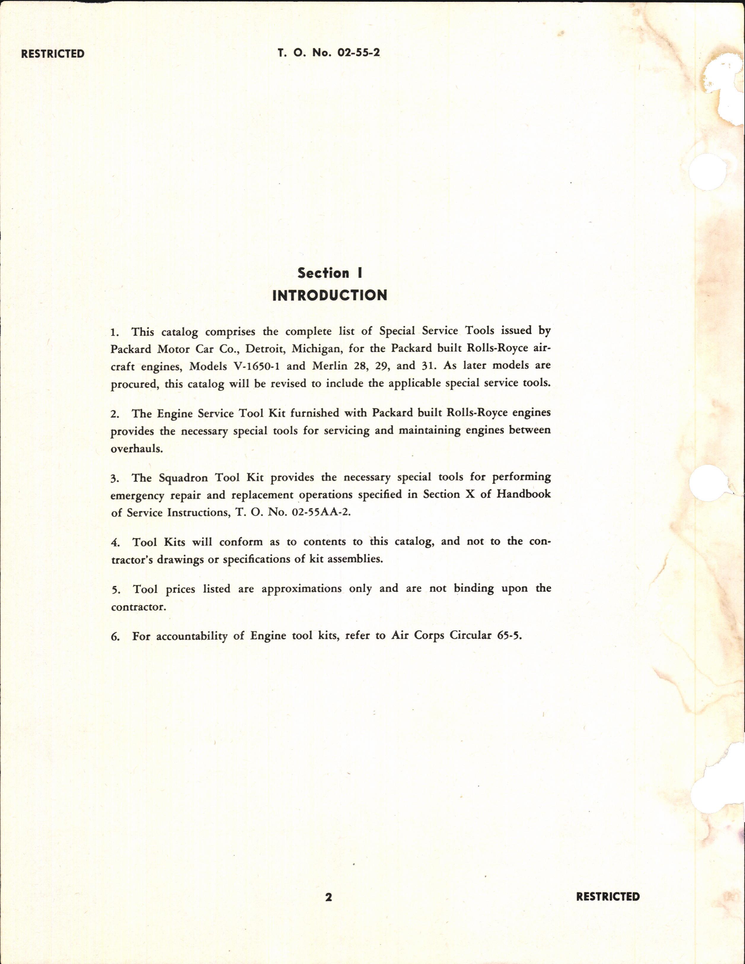 Sample page 4 from AirCorps Library document: Service Tools Catalog for Rolls-Royce Aircraft Engines