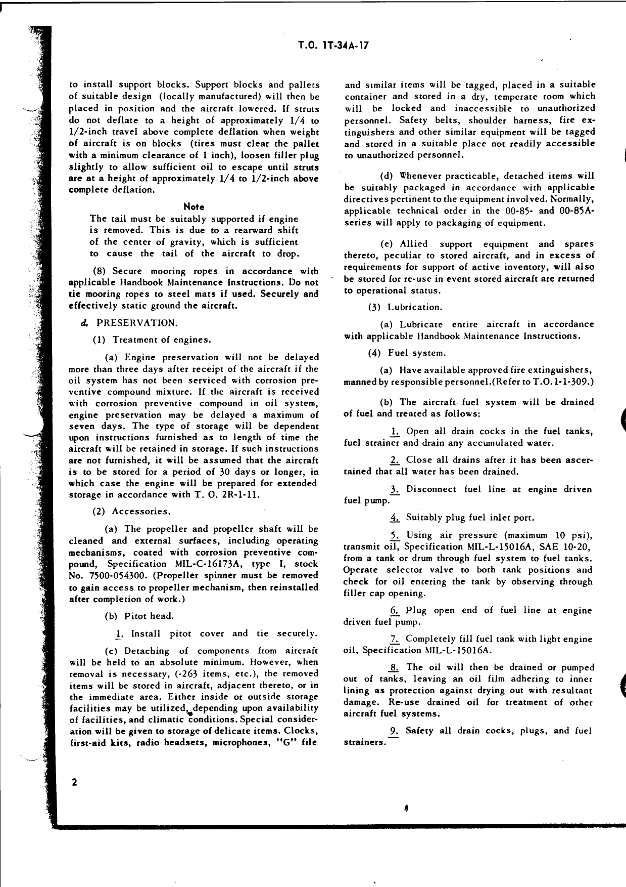 Sample page 4 from AirCorps Library document: Storage Instructions - Storage Instructions of Aircraft T-34 Series