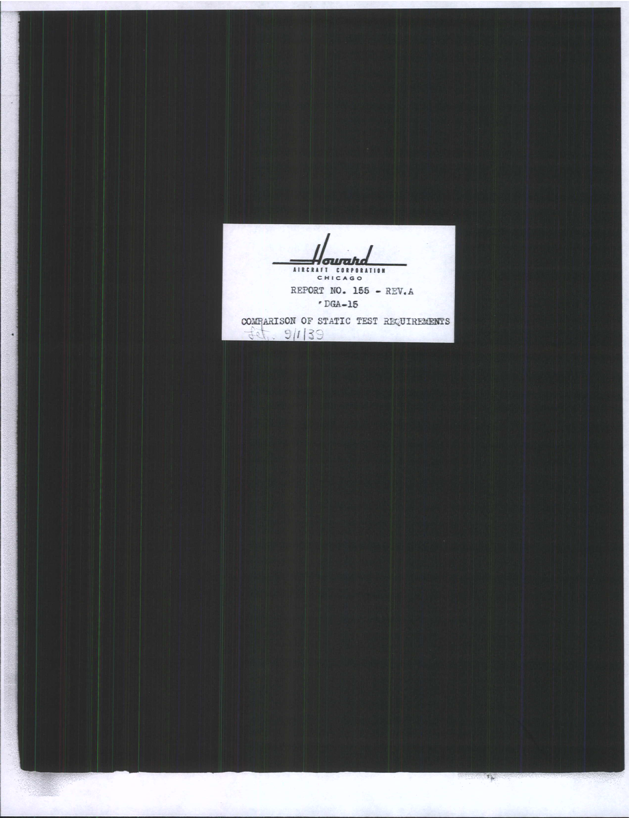 Sample page 1 from AirCorps Library document: Report 155 Comparison of Static Test Requirements, DGA-15