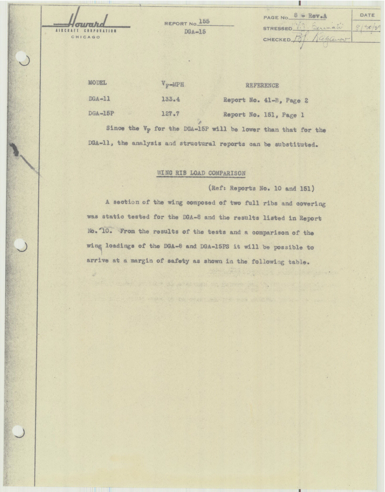 Sample page 38 from AirCorps Library document: Report 155 Comparison of Static Test Requirements, DGA-15