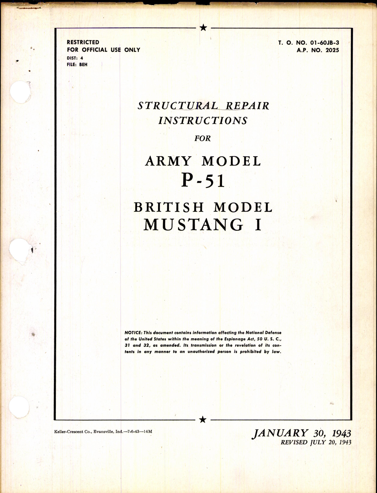 Sample page 1 from AirCorps Library document: Structural Repair Instructions for Army P-51