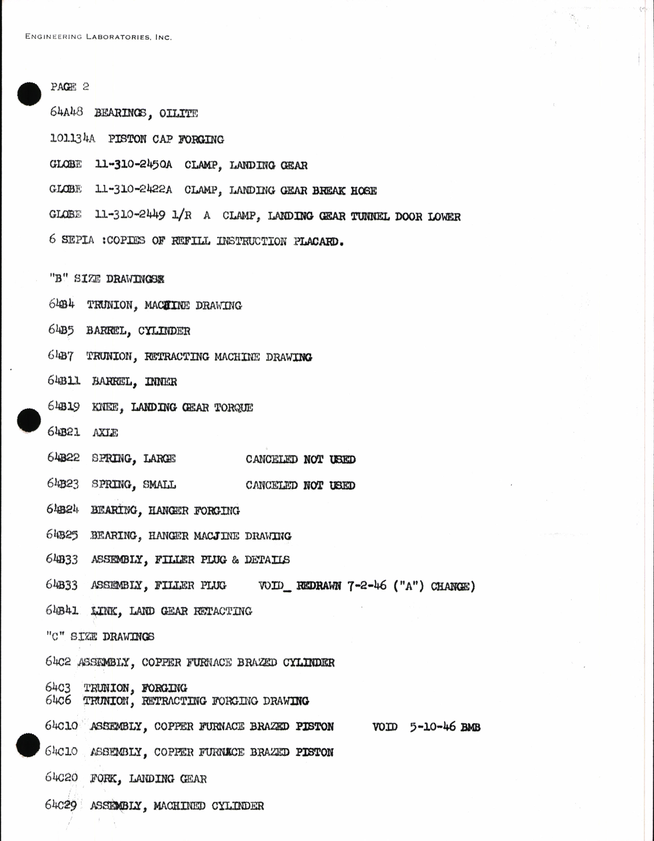 Sample page 6 from AirCorps Library document: Globe Strut Parts Data and Miscelaneous