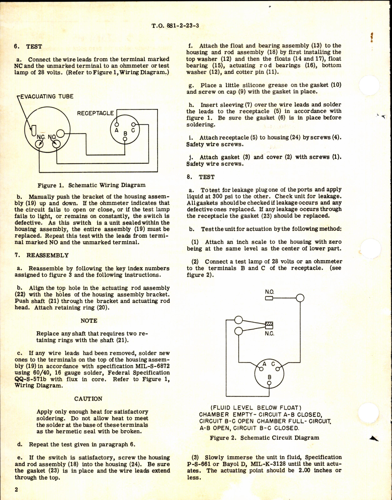 Sample page 2 from AirCorps Library document: Switch Assembly, In Line Float F-7069