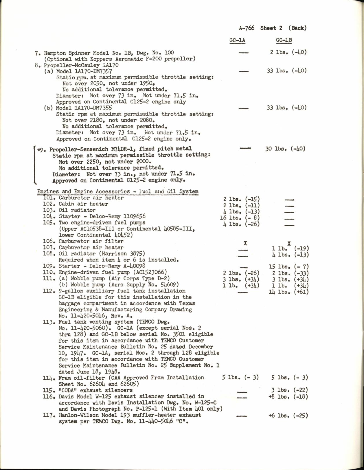 Sample page 6 from AirCorps Library document: Swift Specifications, A.D. Notes, and S.T.C.'s