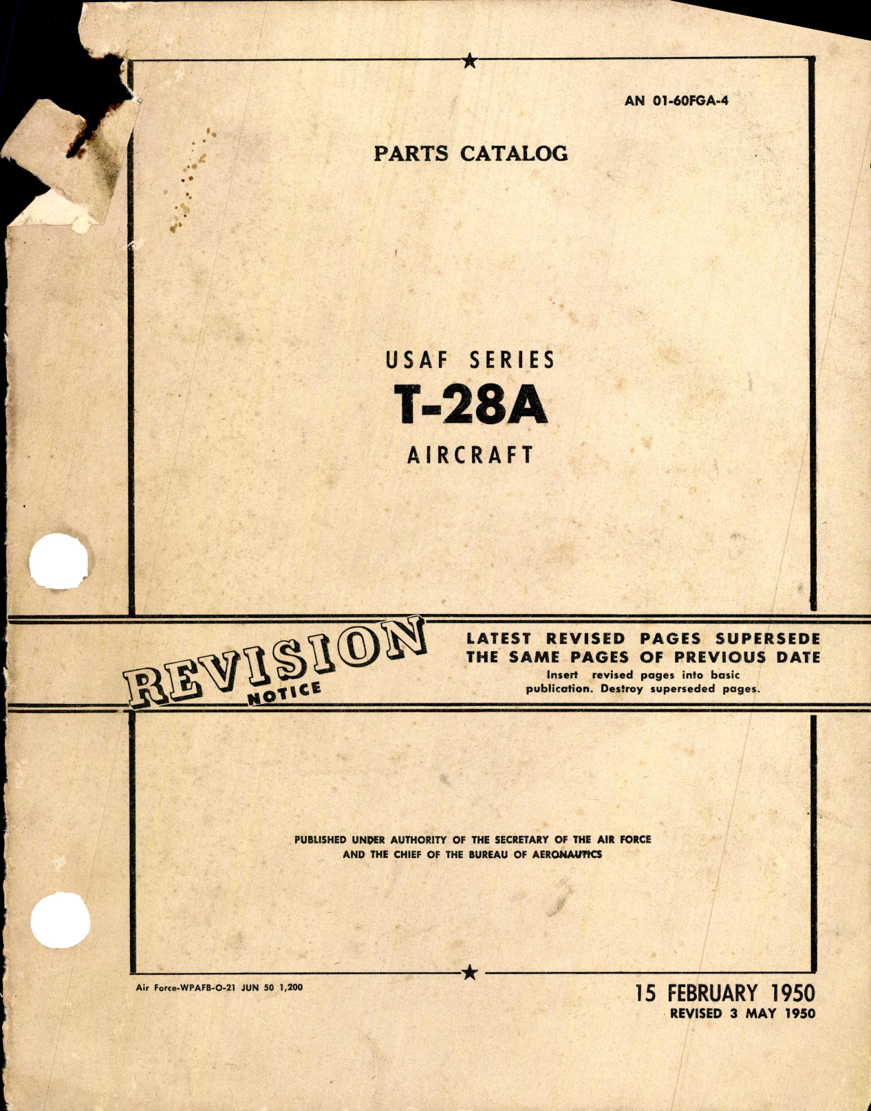 Sample page 1 from AirCorps Library document: Parts Catalog for T-28A Aircraft