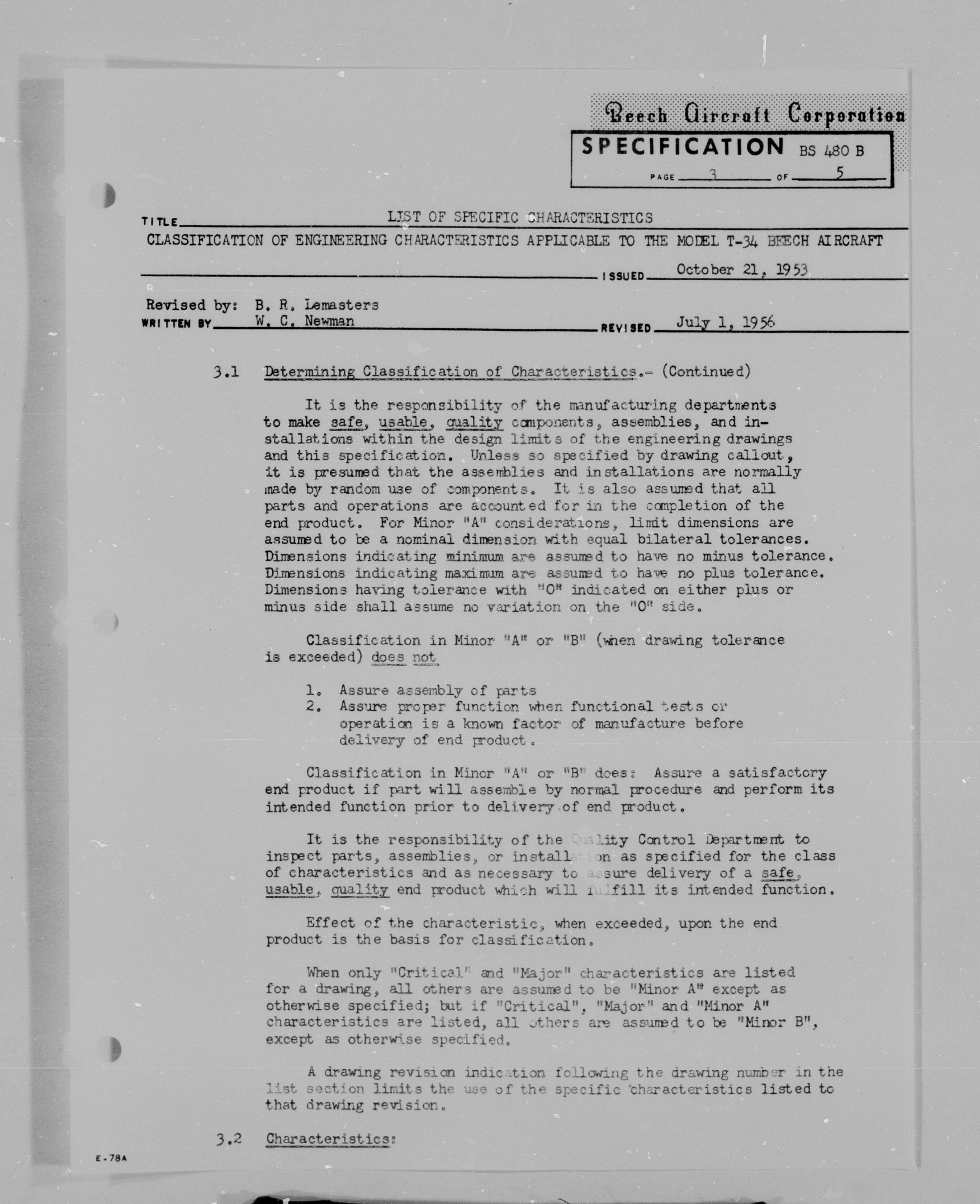 Sample page 4 from AirCorps Library document: Classification of Engineering Characteristics for the Model T-34A, B and B-45