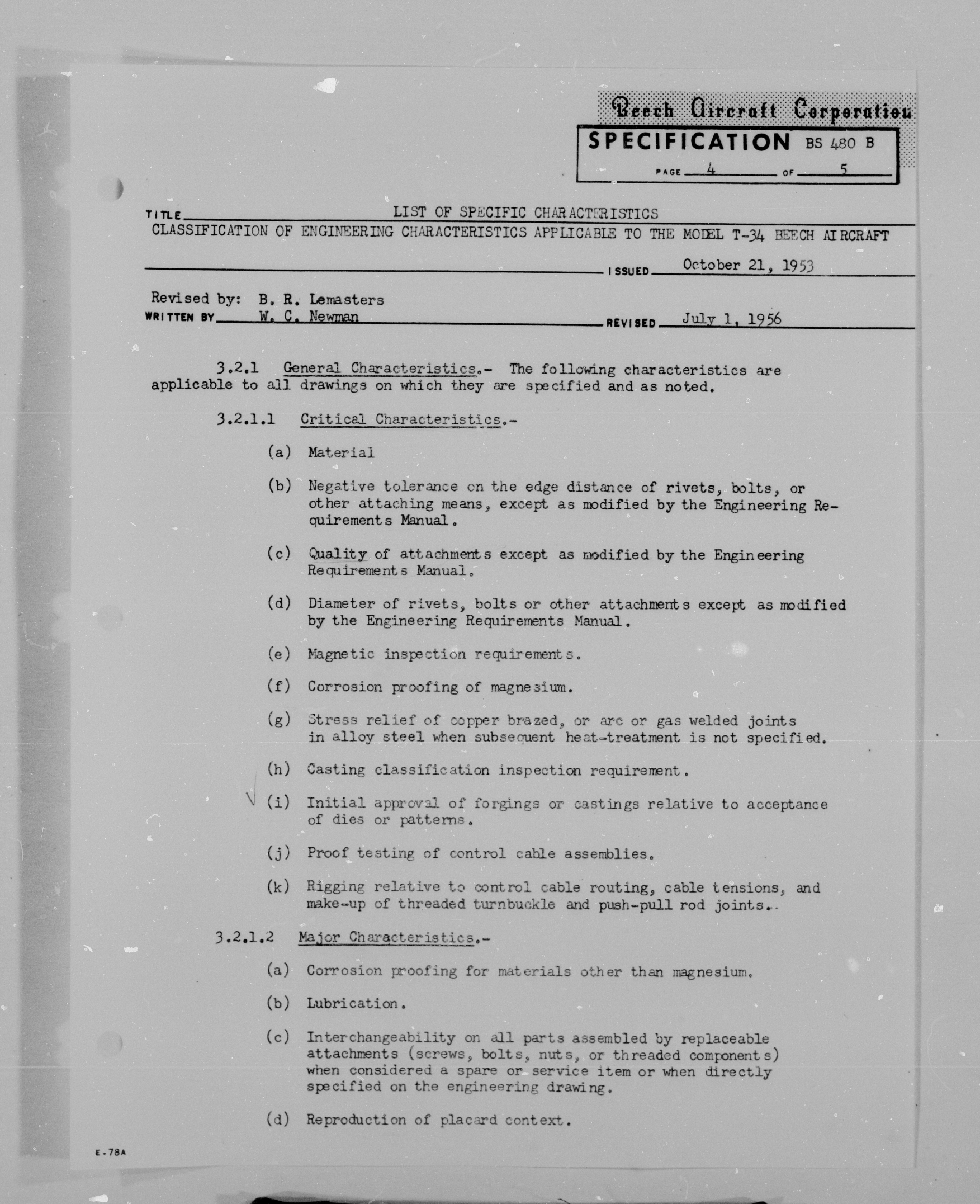 Sample page 5 from AirCorps Library document: Classification of Engineering Characteristics for the Model T-34A, B and B-45