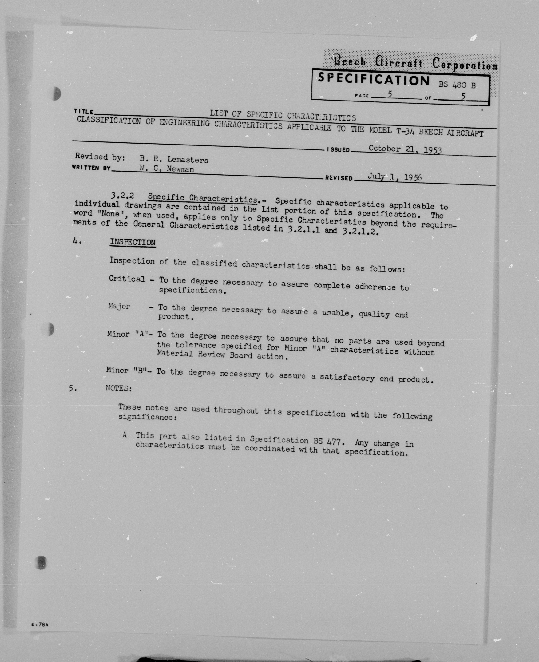 Sample page 6 from AirCorps Library document: Classification of Engineering Characteristics for the Model T-34A, B and B-45