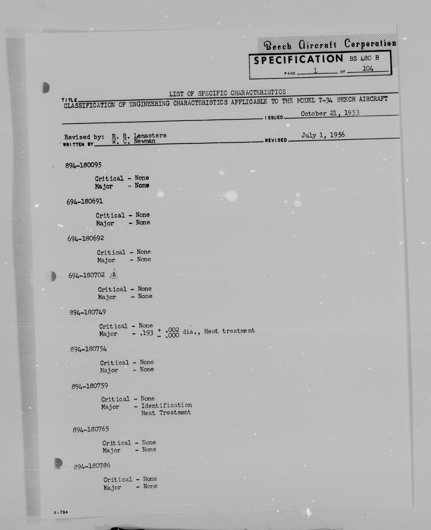 Sample page 7 from AirCorps Library document: Classification of Engineering Characteristics for the Model T-34A, B and B-45