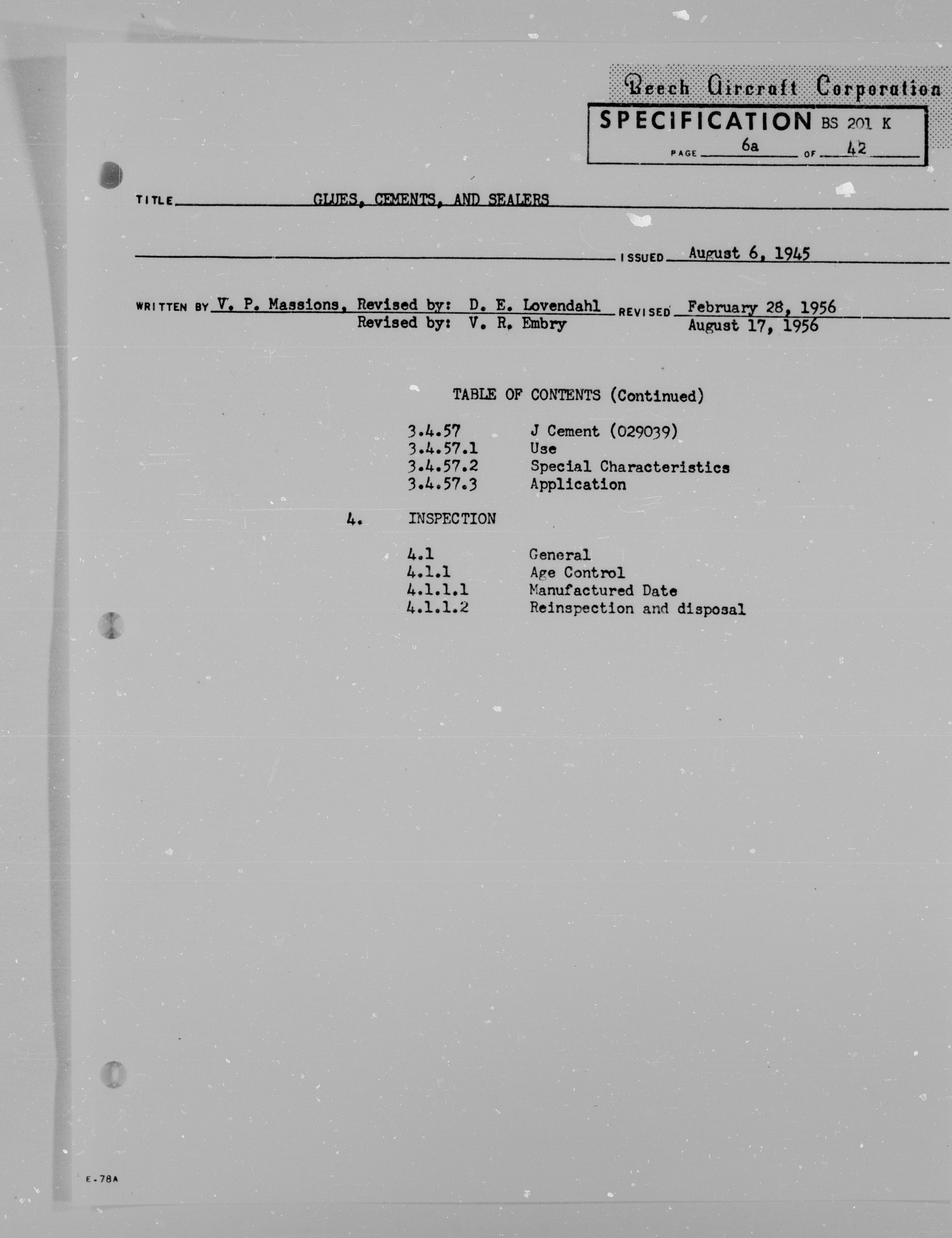 Sample page 8 from AirCorps Library document: Beechcraft Specification - Glues, Cements, and Sealants