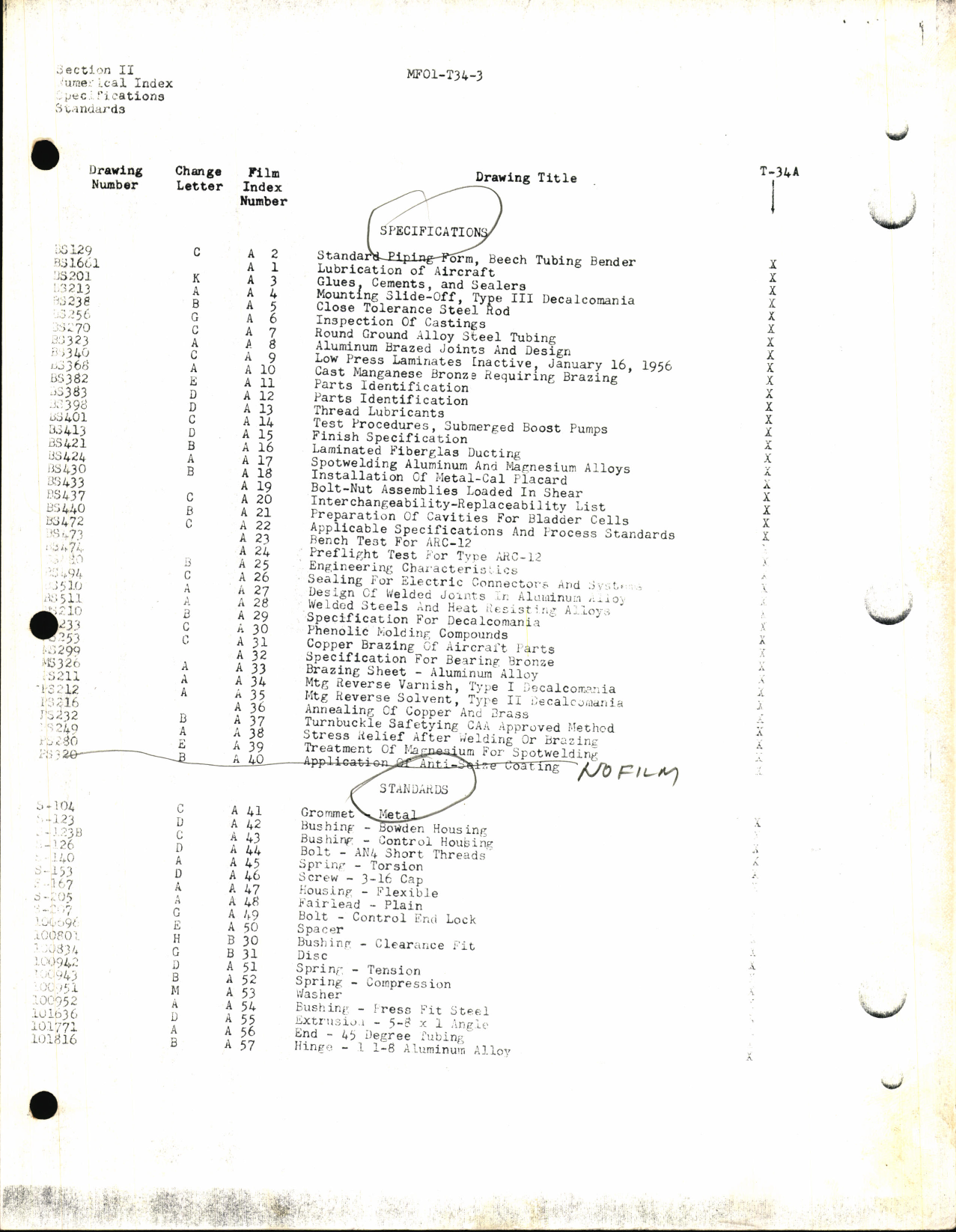 Sample page 6 from AirCorps Library document: Index of Drawings on Microfilm for T-34 Series Aircraft